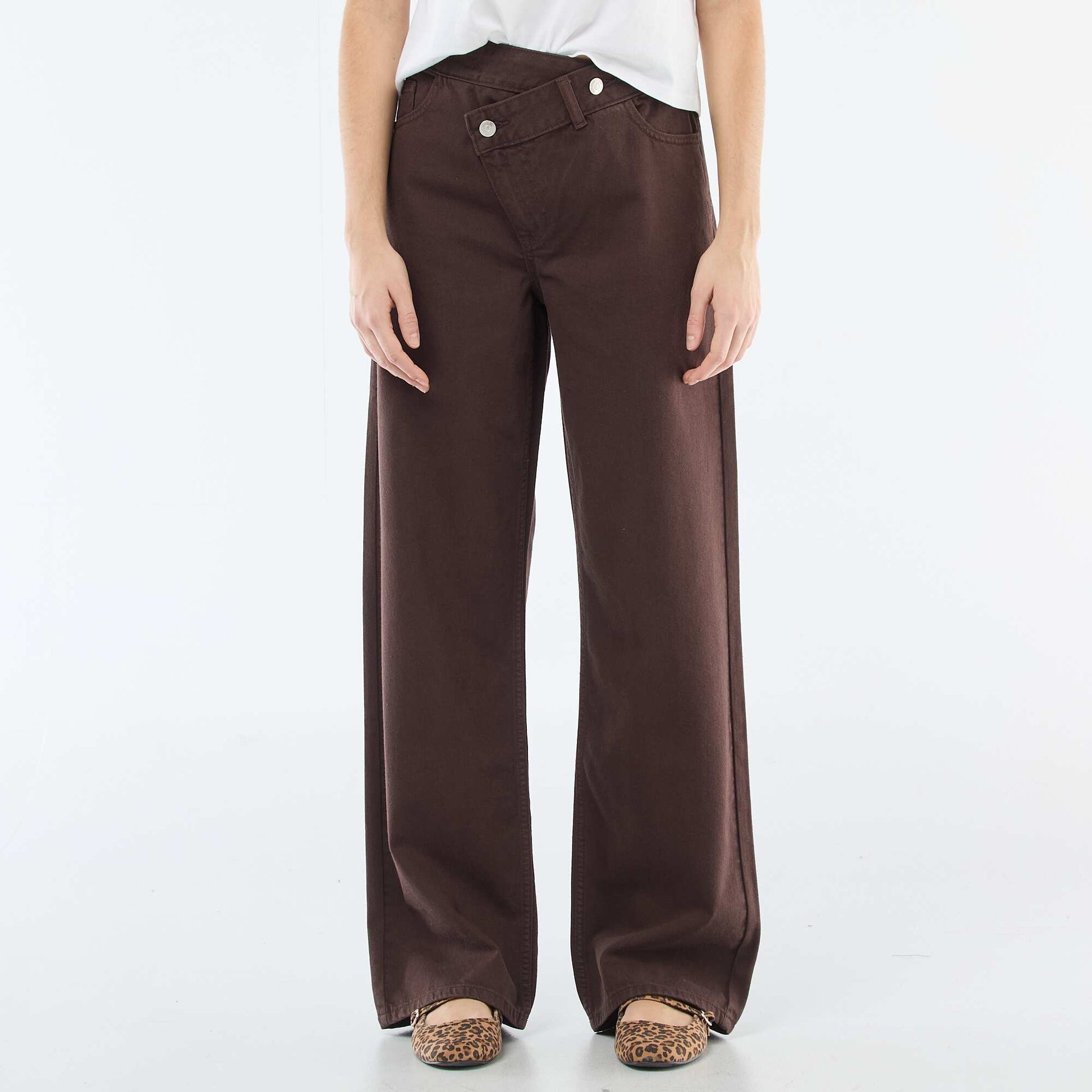 Asymmetrical Twill Pants BROWN