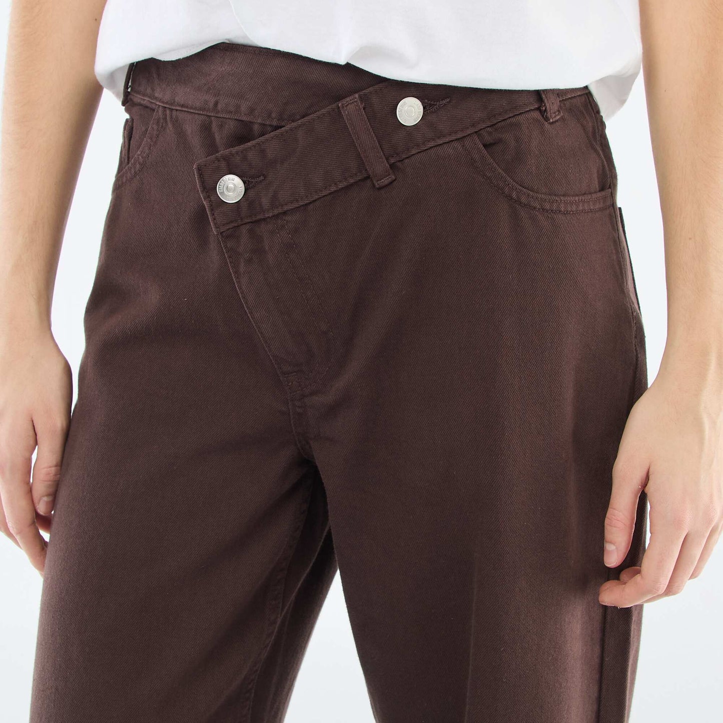 Asymmetrical Twill Pants BROWN