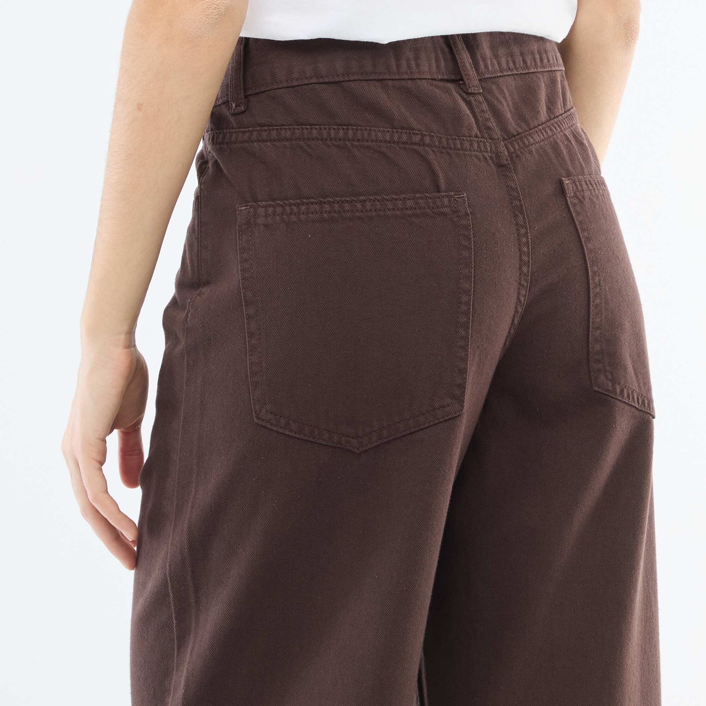 Asymmetrical Twill Pants BROWN