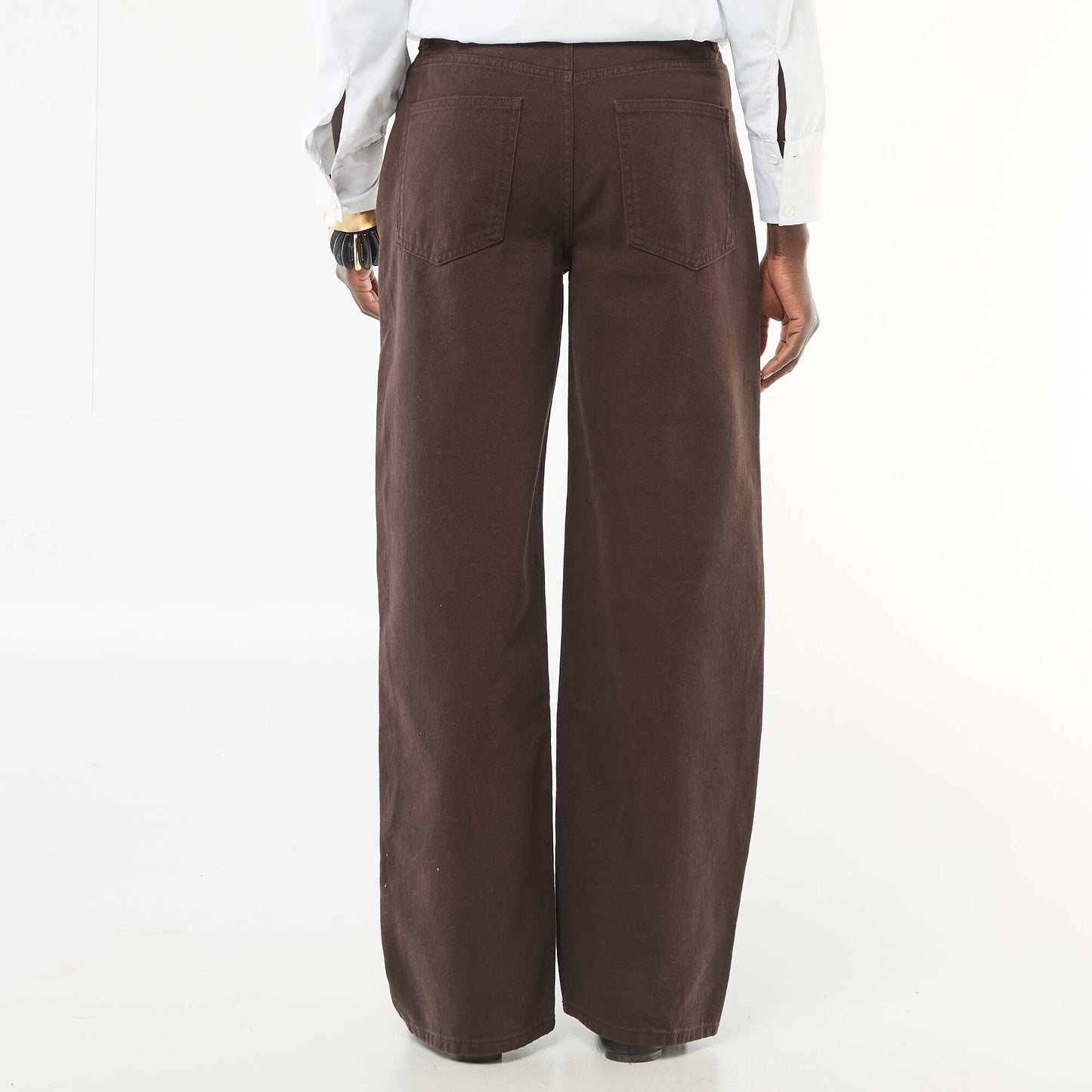 Asymmetrical Twill Pants BROWN