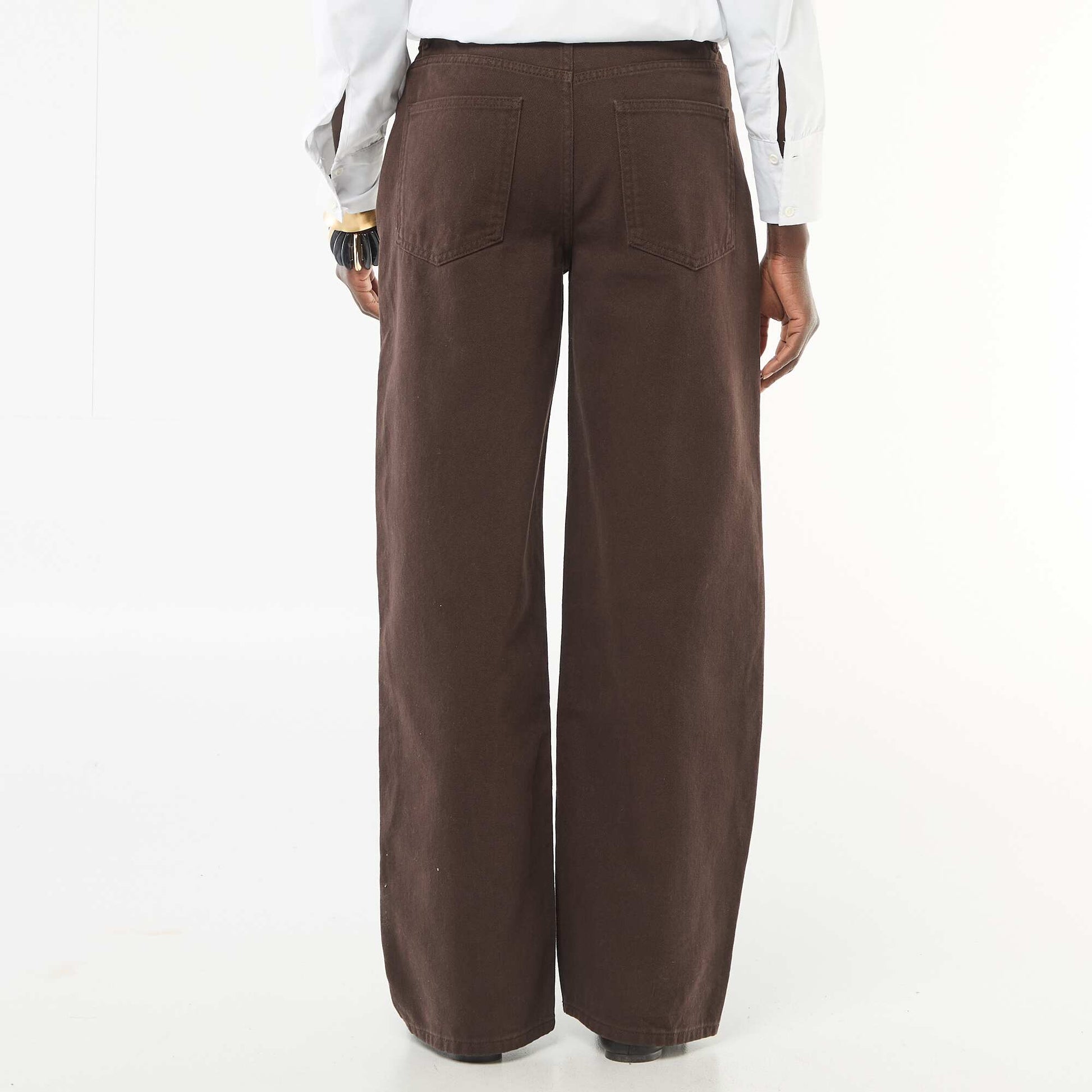 Asymmetrical Twill Pants BROWN