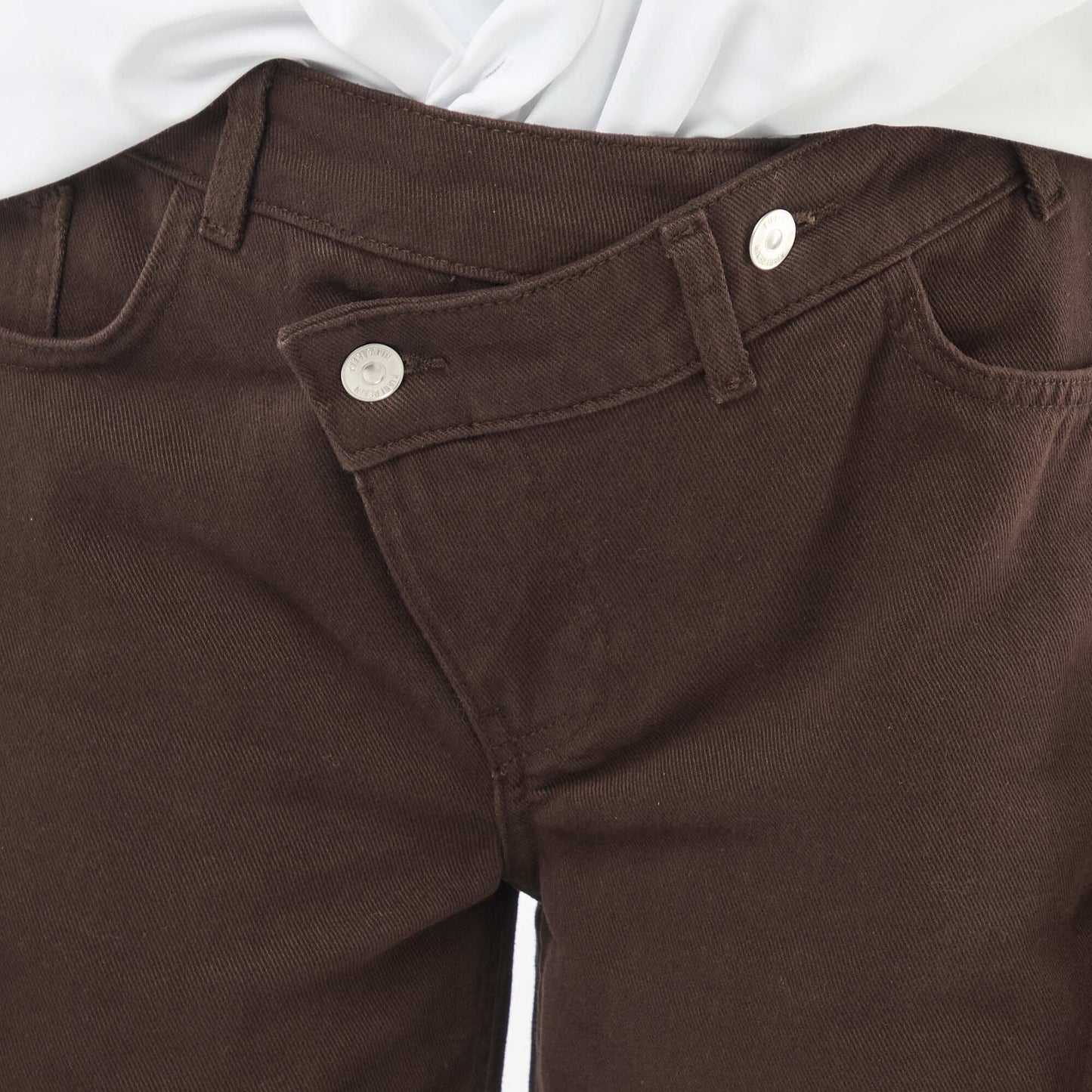Asymmetrical Twill Pants BROWN