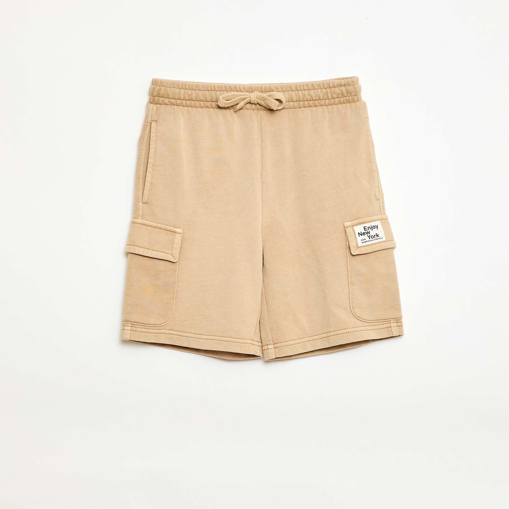 Multi-Pocket Fleece Shorts BEIGE