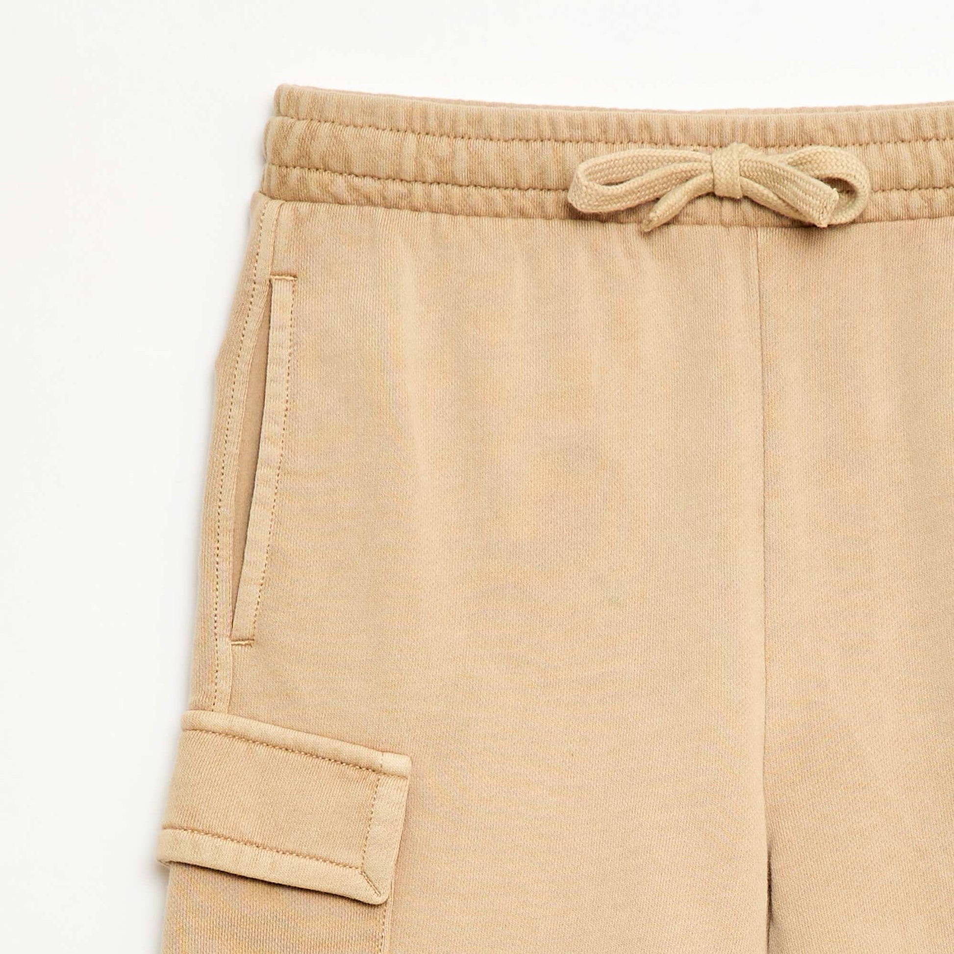 Multi-Pocket Fleece Shorts BEIGE
