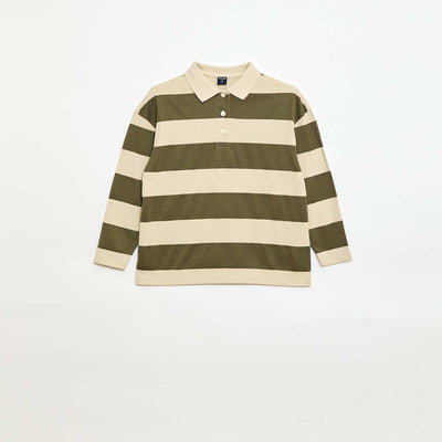 Oversized Striped Polo Shirt GREEN
