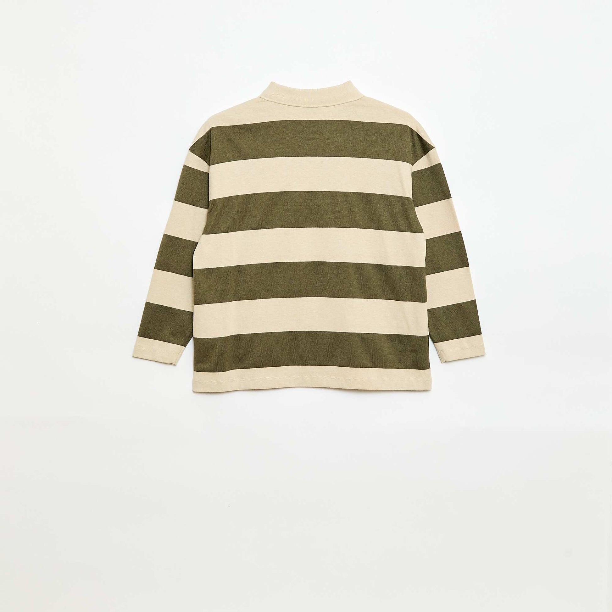 Oversized Striped Polo Shirt GREEN