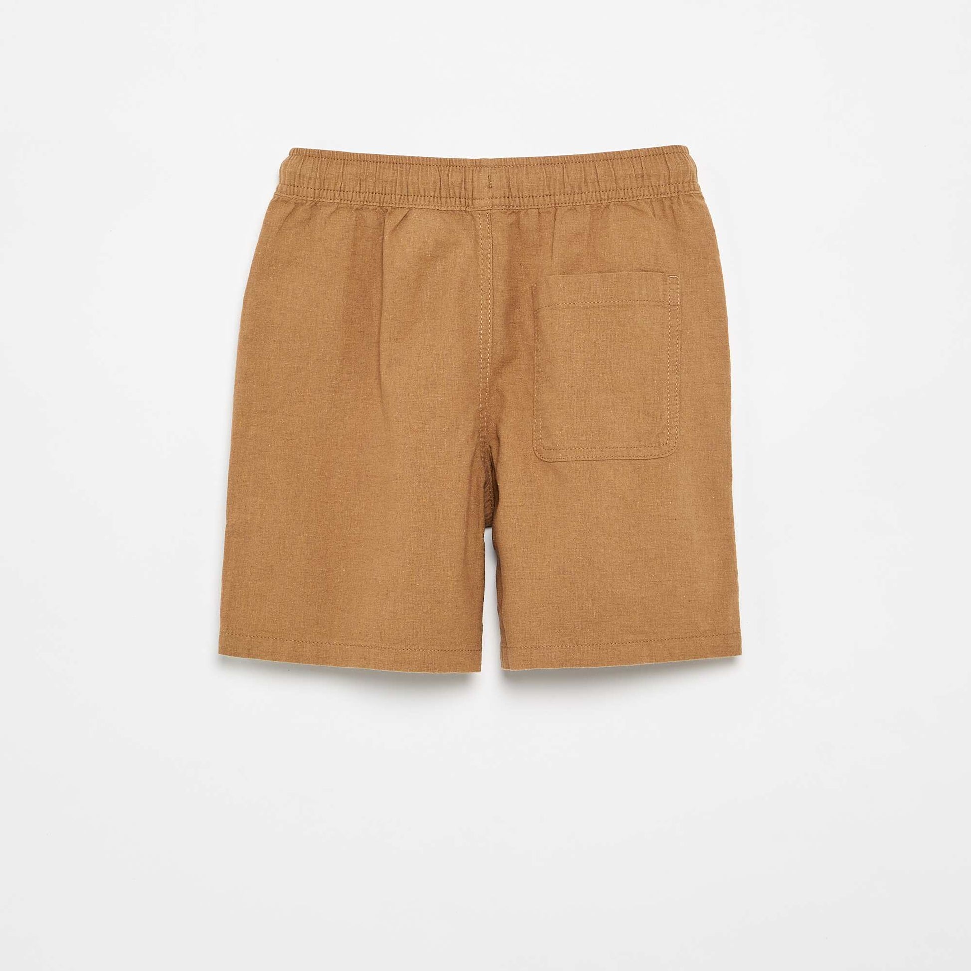 Lightweight Striped Linen Blend Shorts BEIGE