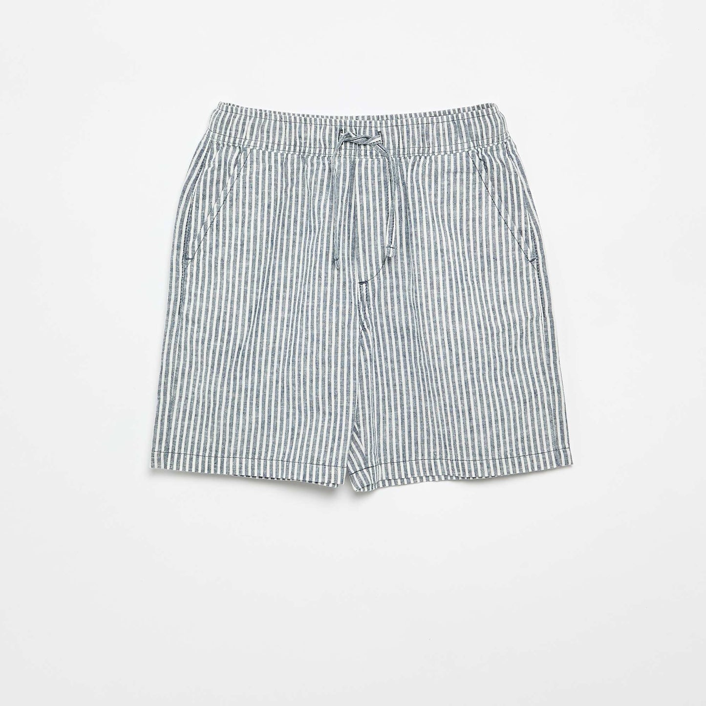 Lightweight Striped Linen Blend Shorts BLUE