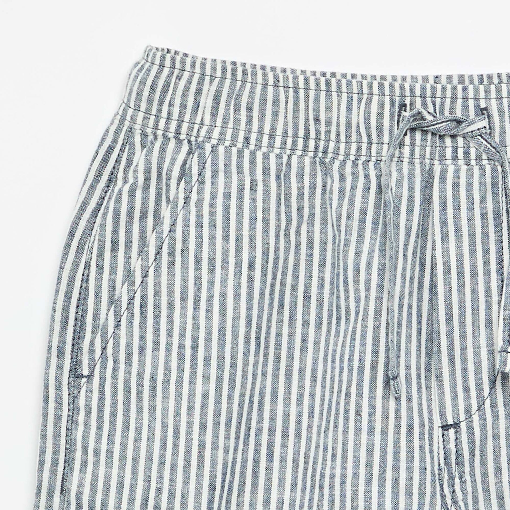 Lightweight Striped Linen Blend Shorts BLUE