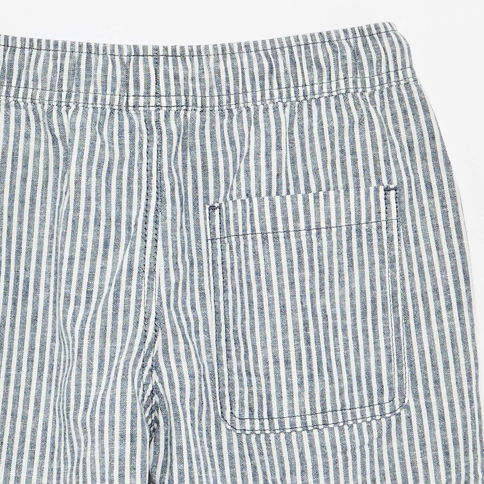 Lightweight Striped Linen Blend Shorts BLUE
