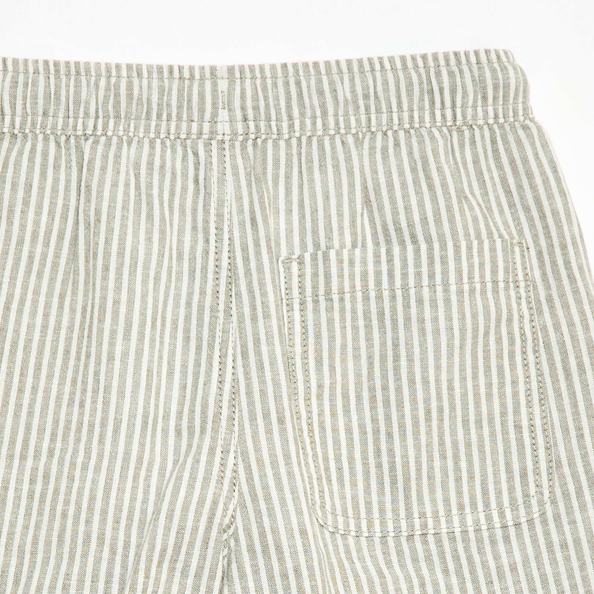 Lightweight Striped Linen Blend Shorts KHAKI