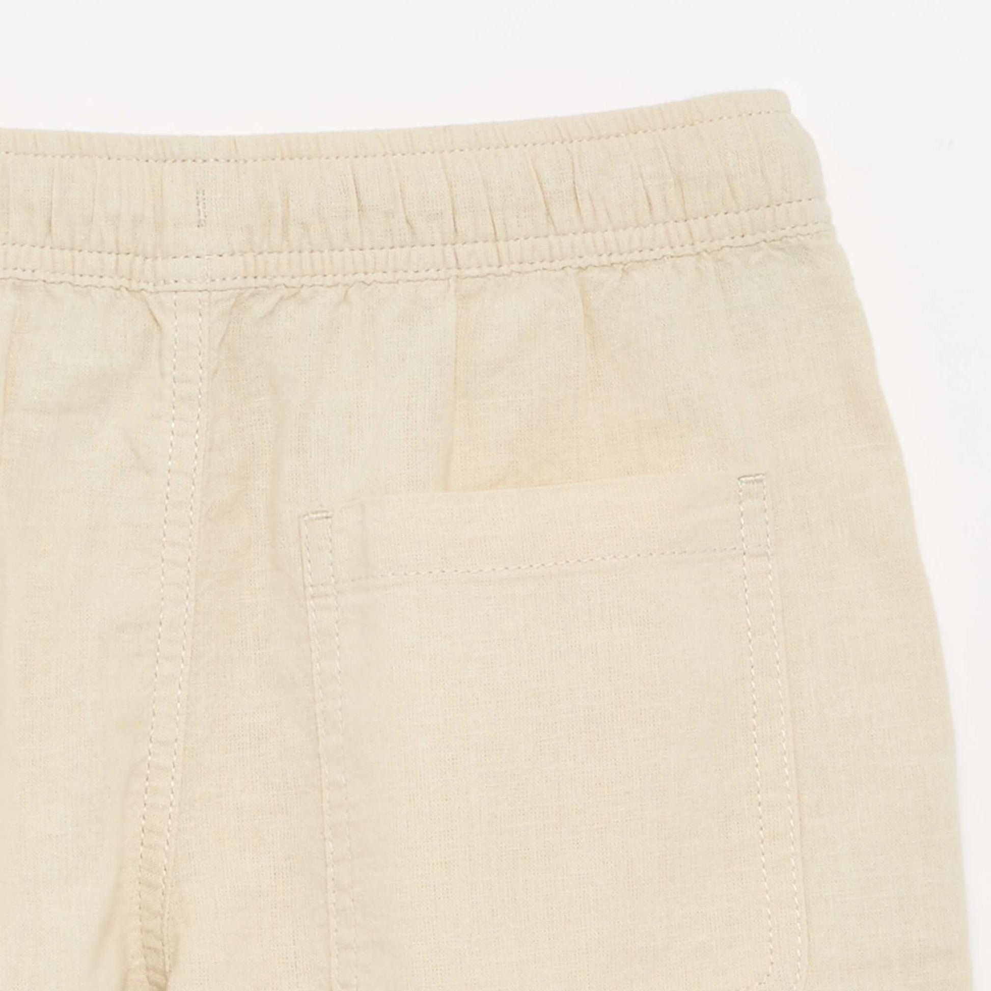 Lightweight Striped Linen Blend Shorts BEIGE