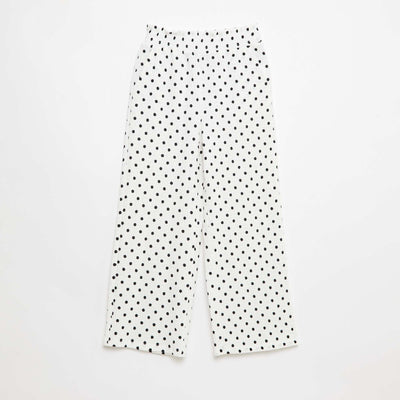 Wide-Leg Crepe Knit Pants WHITE