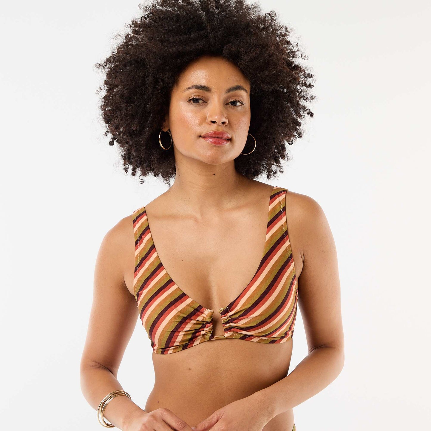 Printed Microfiber Triangle Bikini Top GREEN