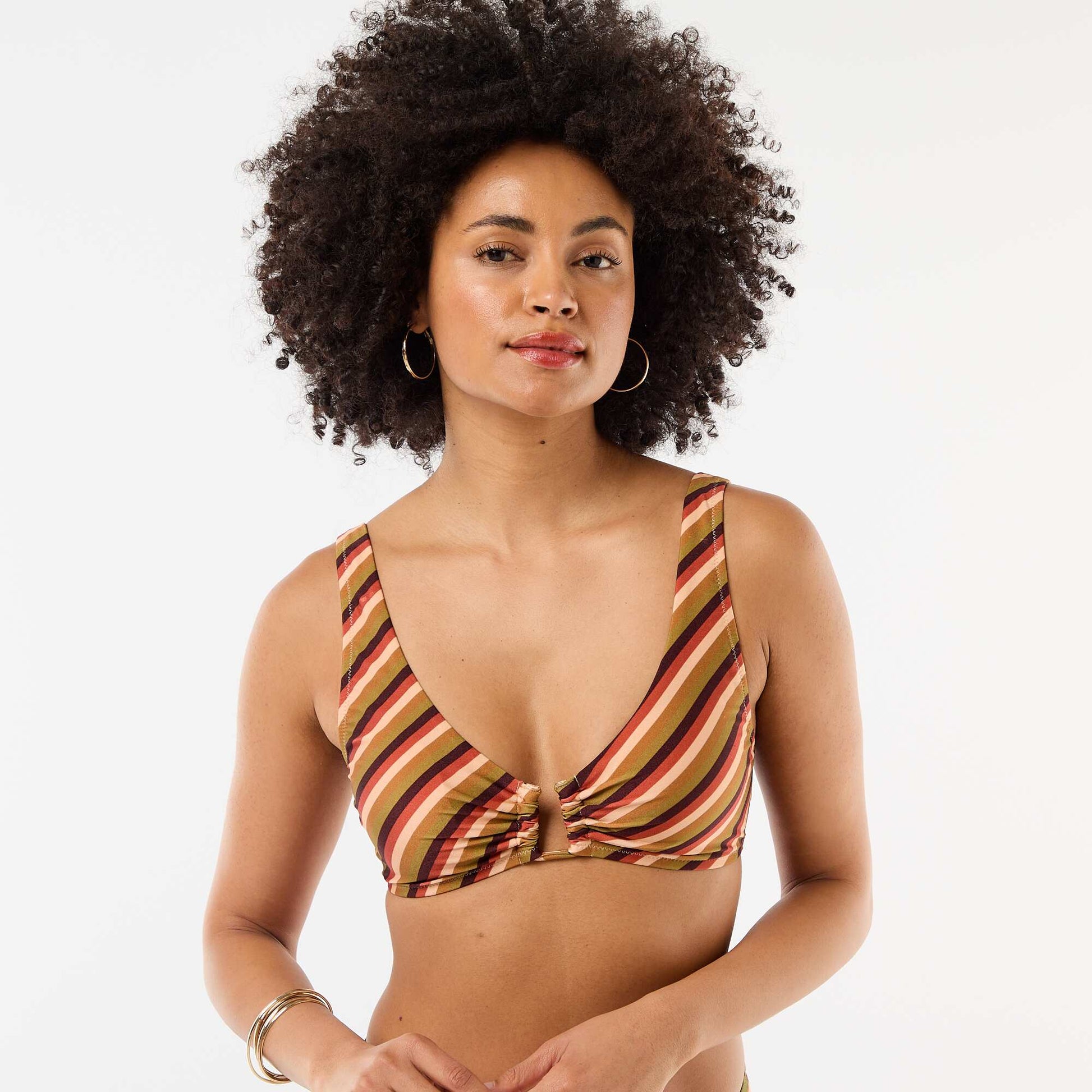 Printed Microfiber Triangle Bikini Top GREEN