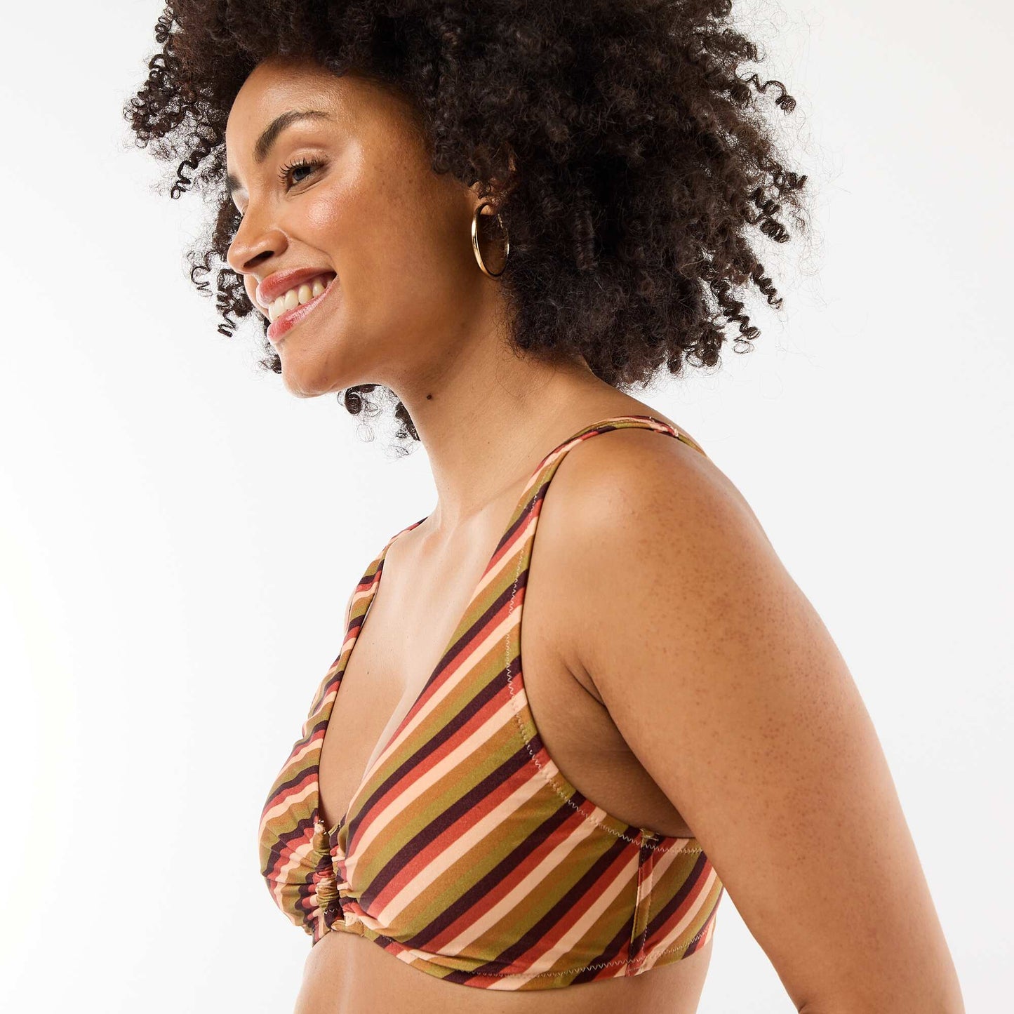 Printed Microfiber Triangle Bikini Top GREEN