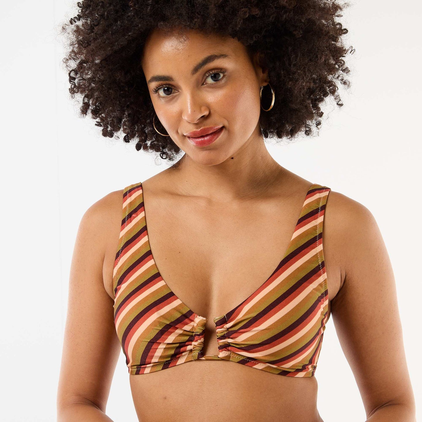 Printed Microfiber Triangle Bikini Top GREEN