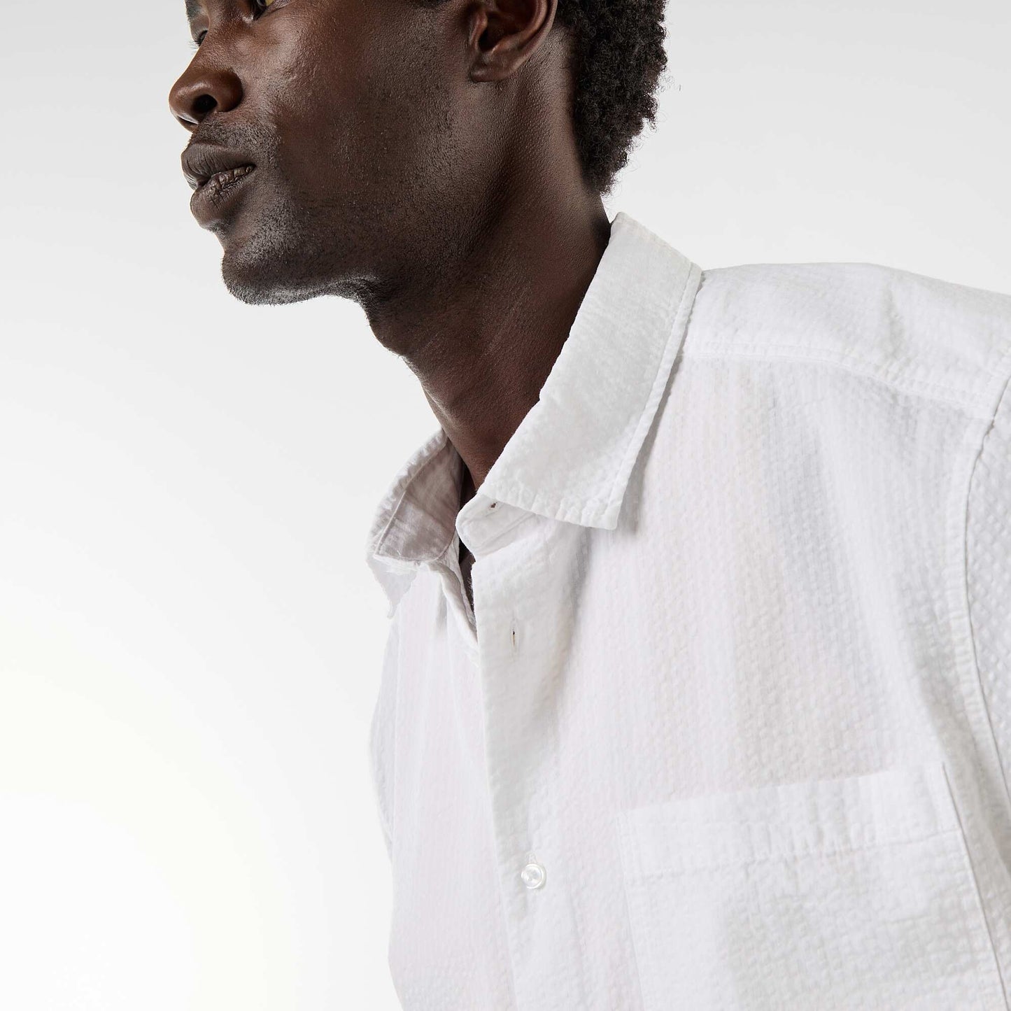 Short-sleeved seersucker shirt WHITE