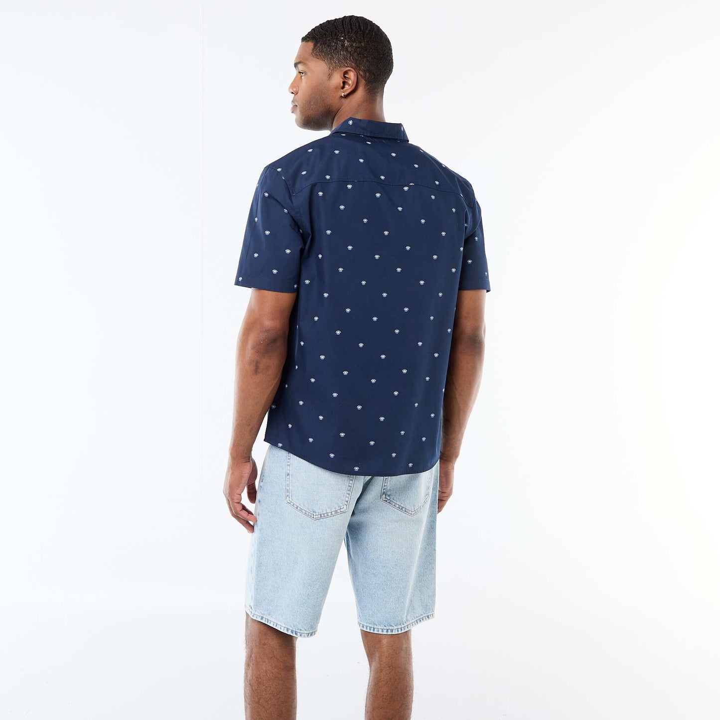 Short-Sleeved Button-Down Shirt BLUE