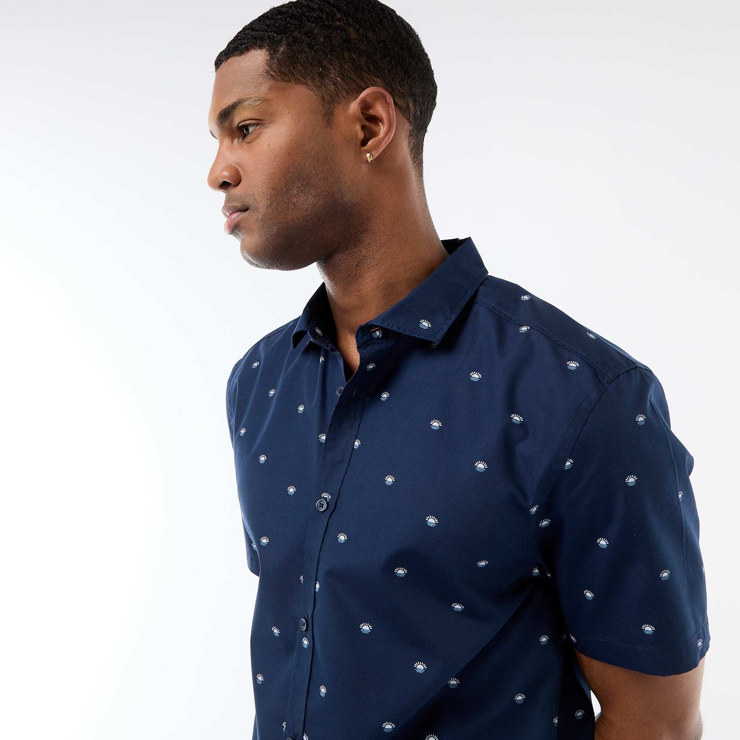Short-Sleeved Button-Down Shirt BLUE