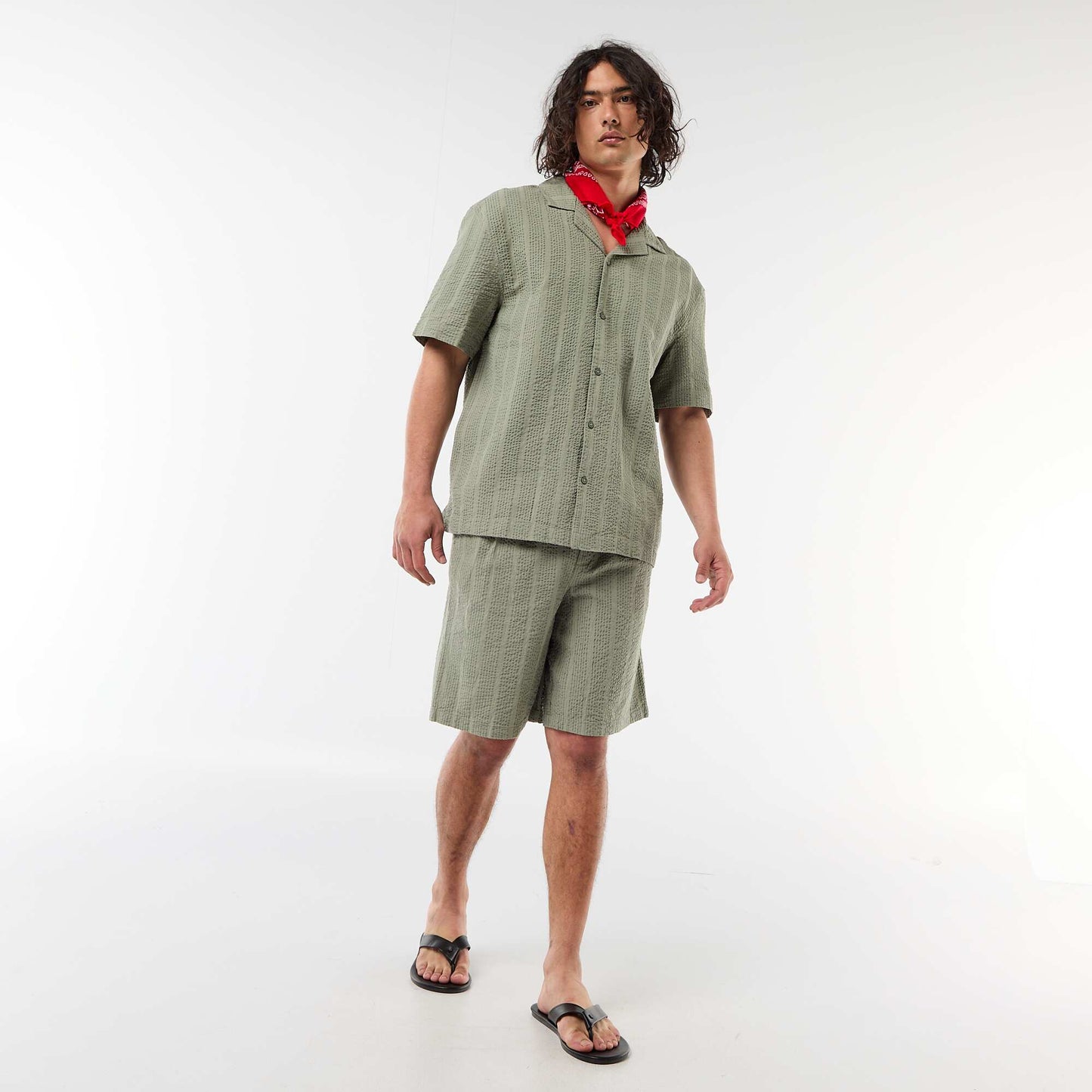 Short-Sleeved Waffle Knit Shirt KHAKI
