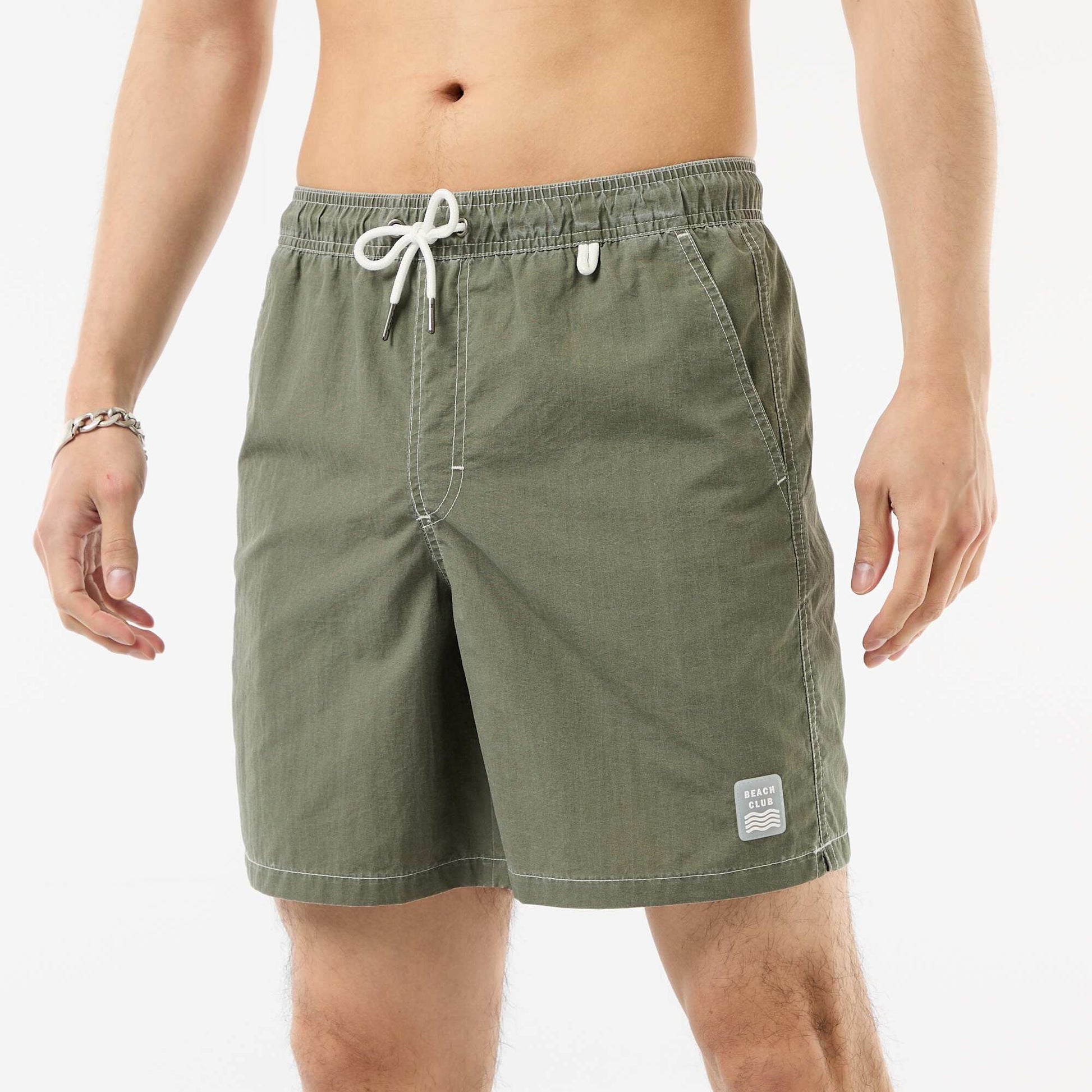 Solid Swim Shorts with Pockets GREEN