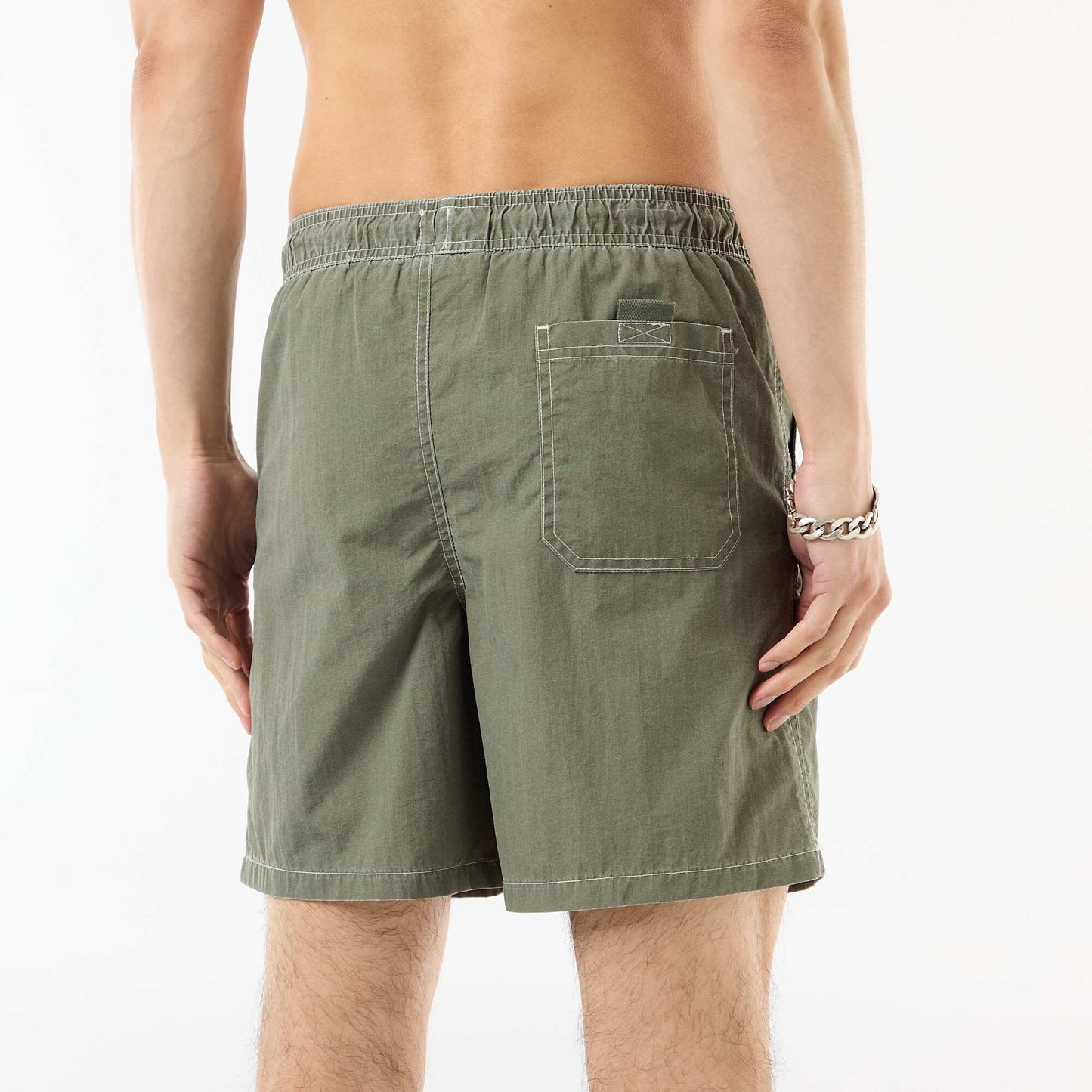 Solid Swim Shorts with Pockets GREEN