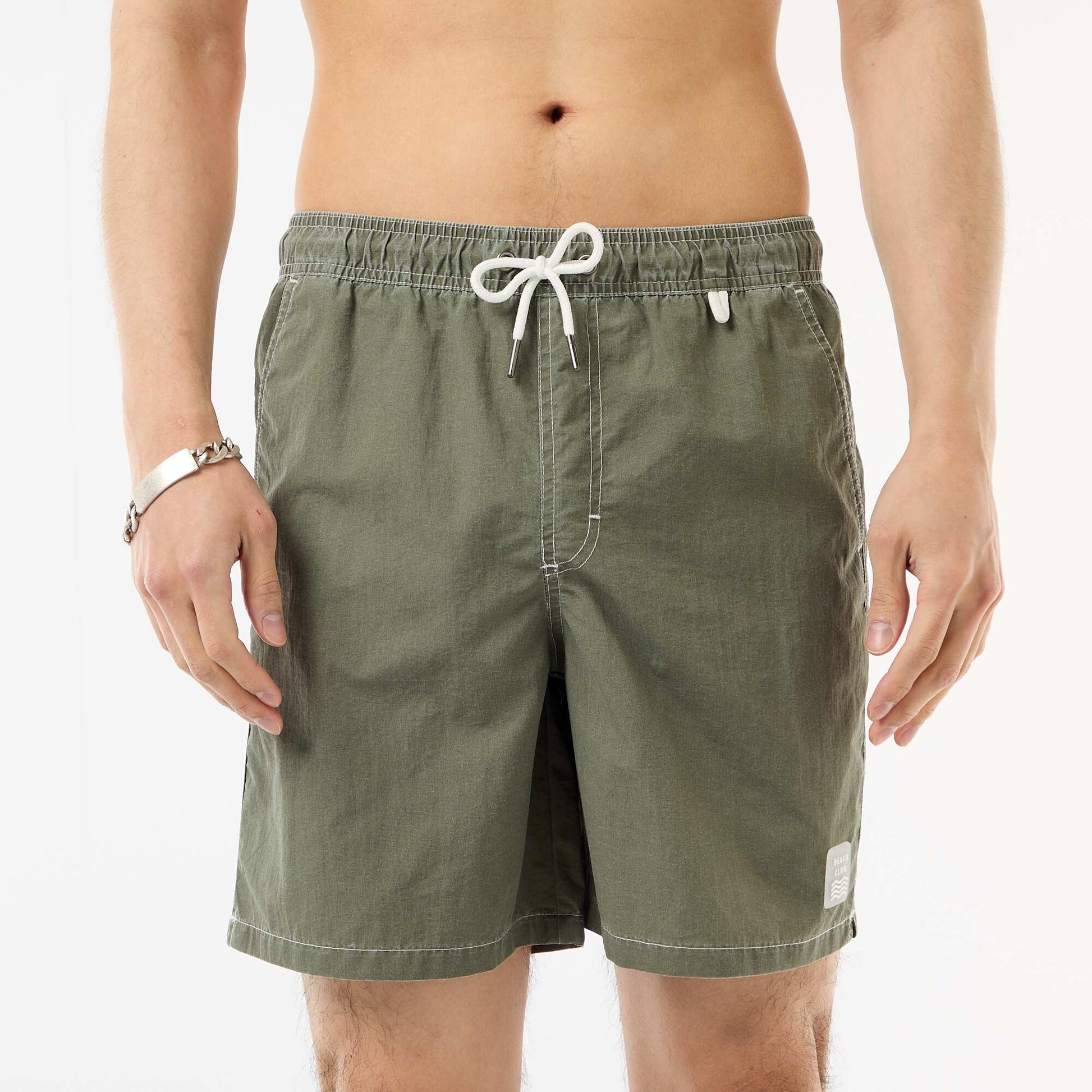 Solid Swim Shorts with Pockets GREEN
