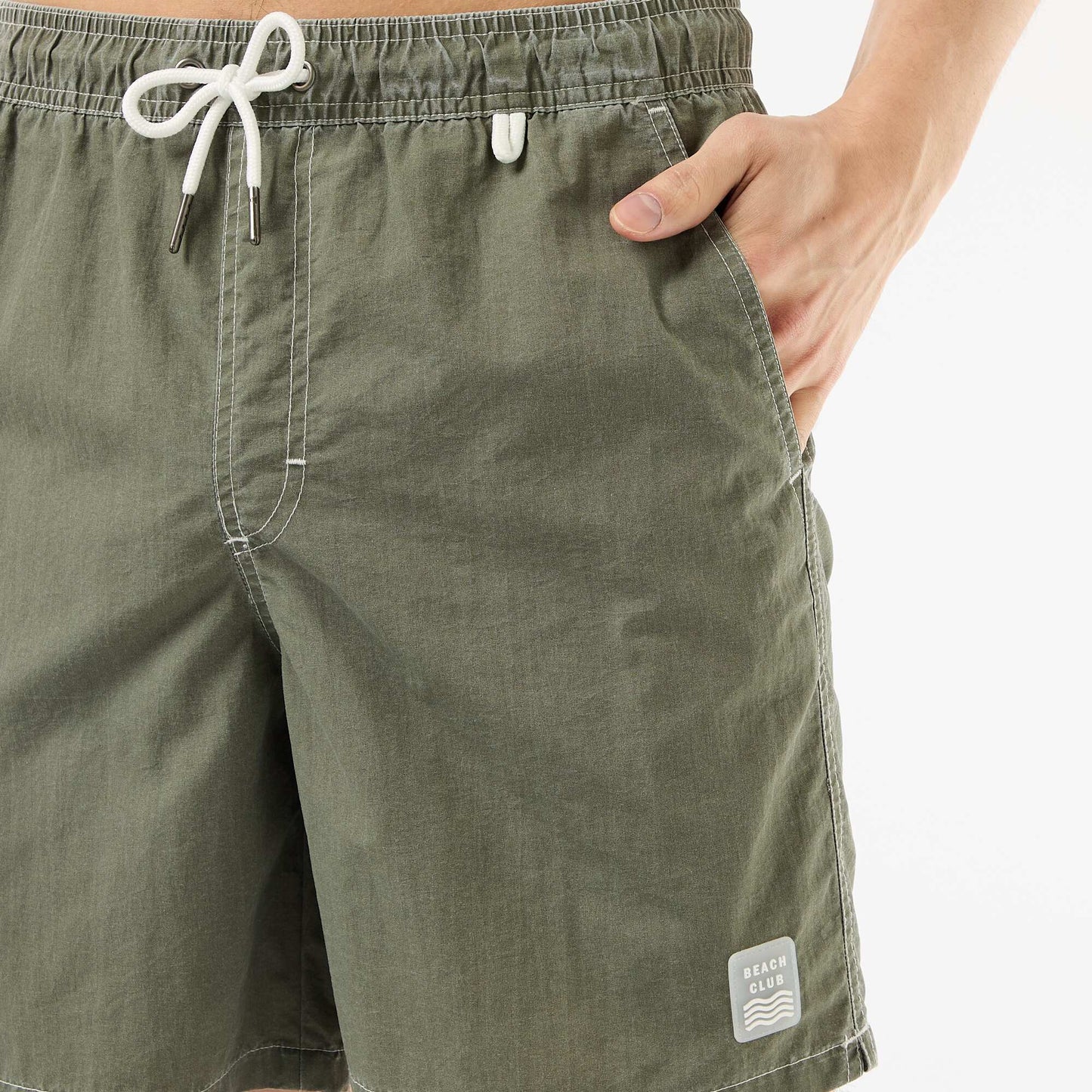 Solid Swim Shorts with Pockets GREEN