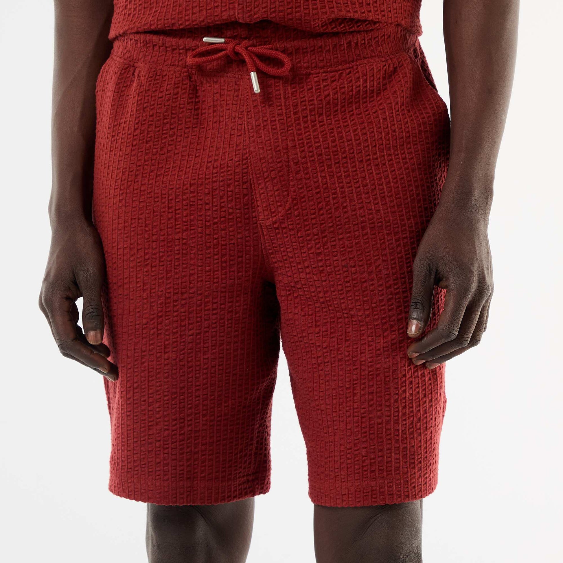 Solid Heavyweight Knit Bermuda RED