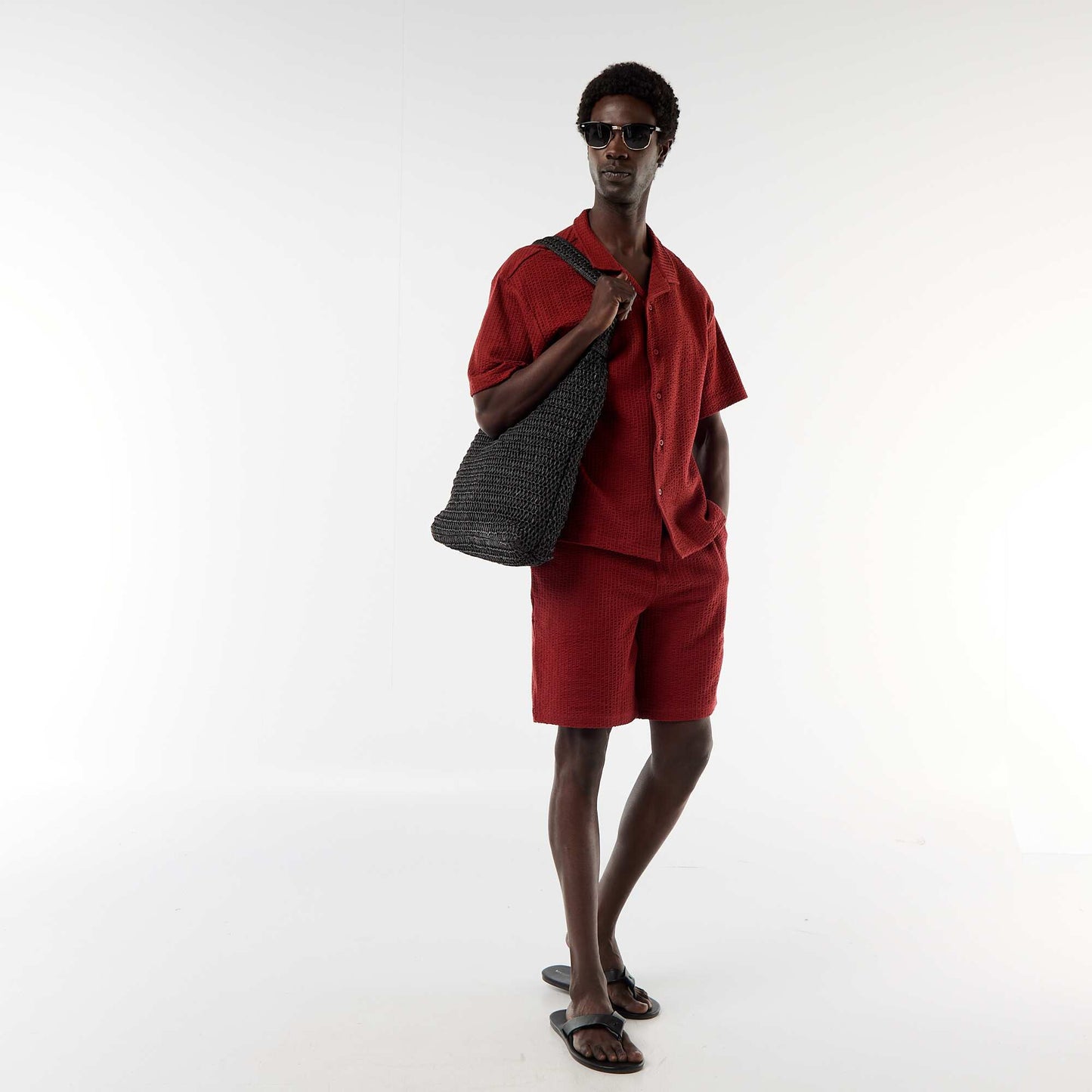 Solid Heavyweight Knit Bermuda RED