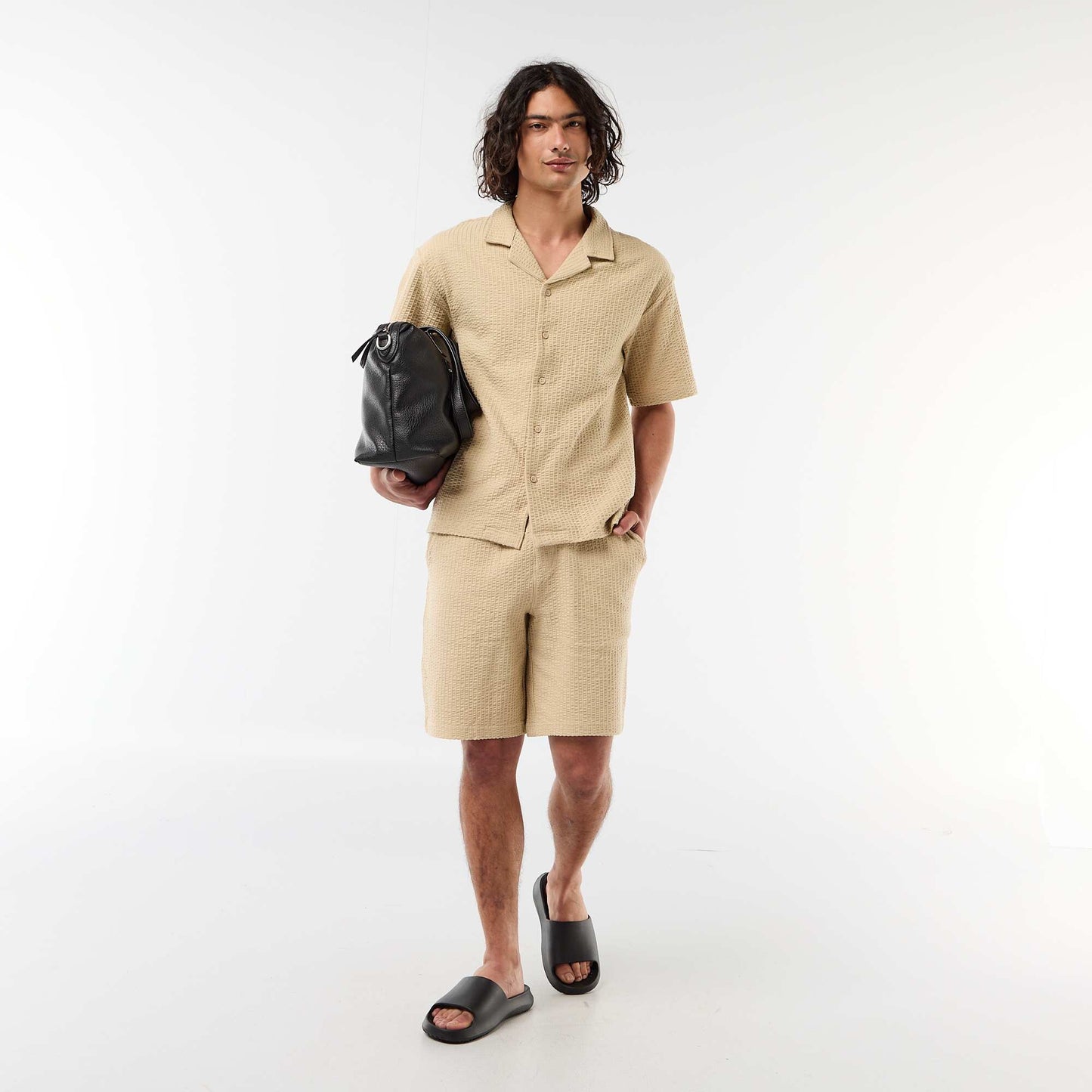 Solid Heavyweight Knit Bermuda BEIGE