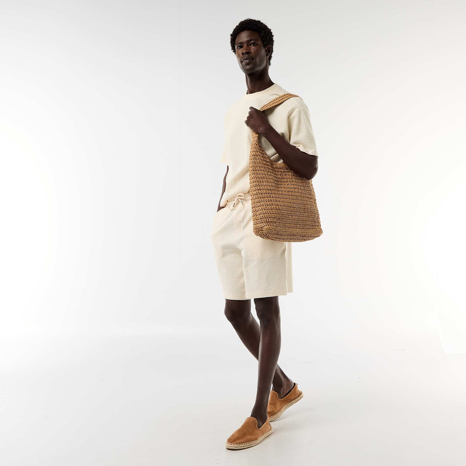 Solid Heavyweight Knit Bermuda WHITE