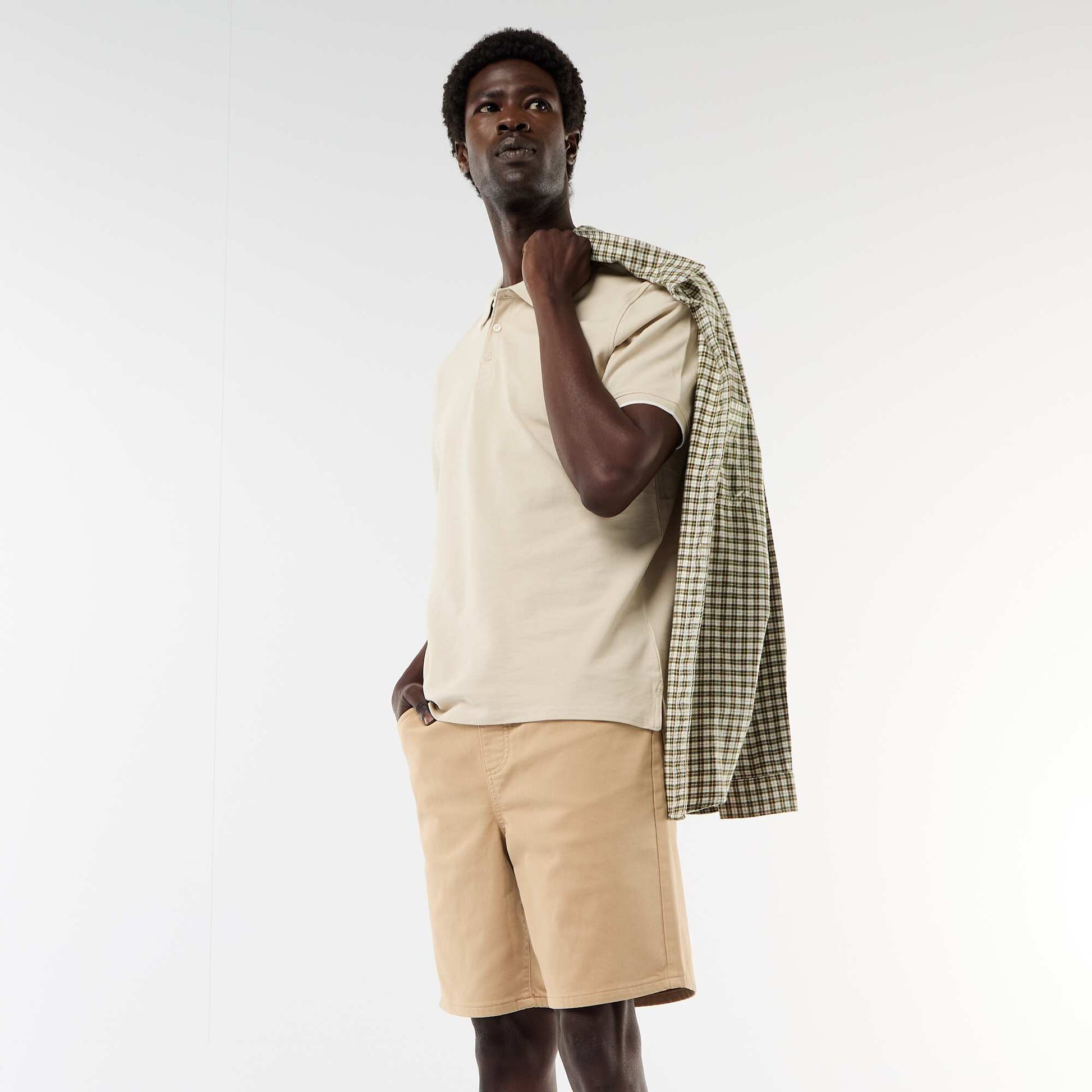Lightweight Bermuda shorts with drawstrings BEIGE