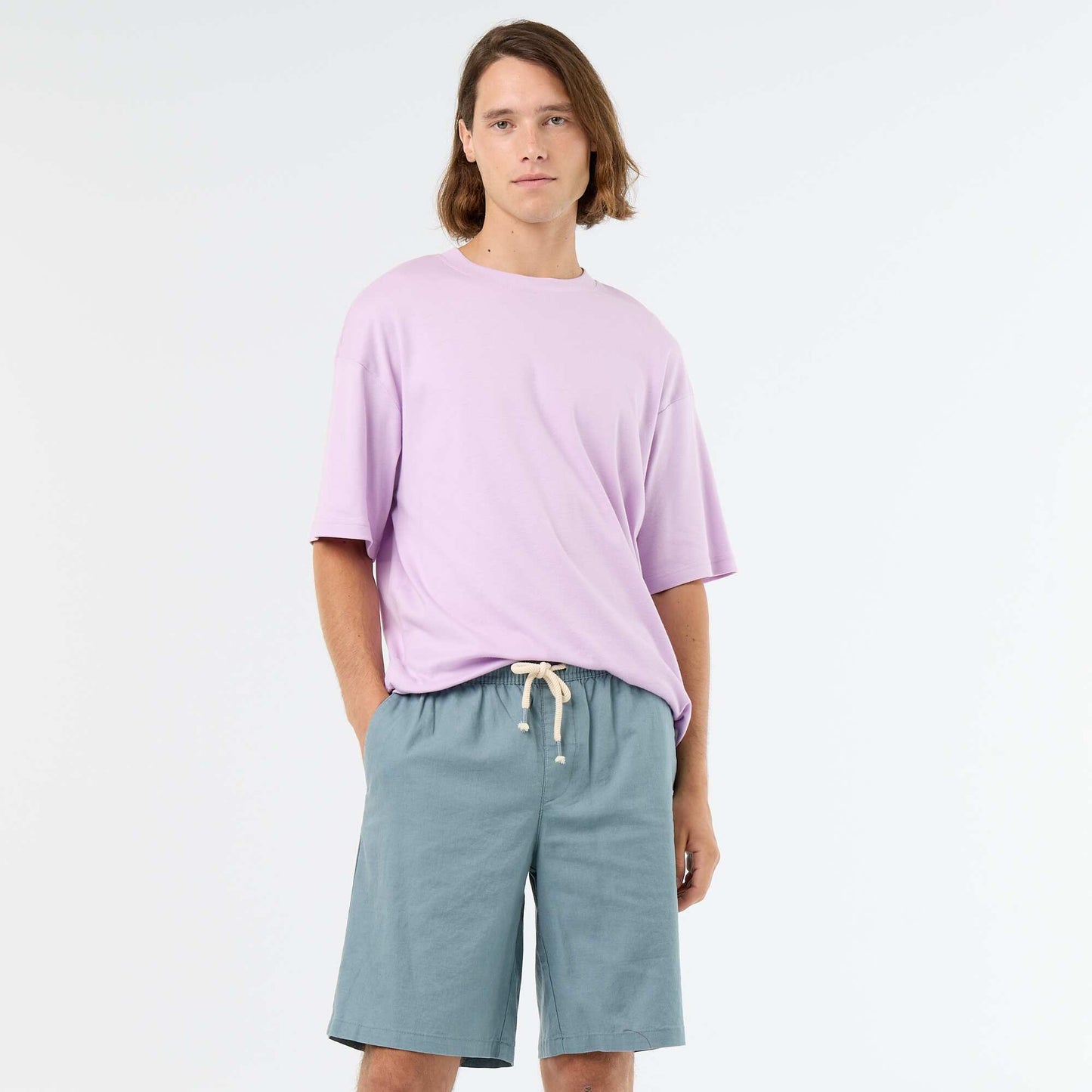 Linen-blend Bermuda Shorts BLUE