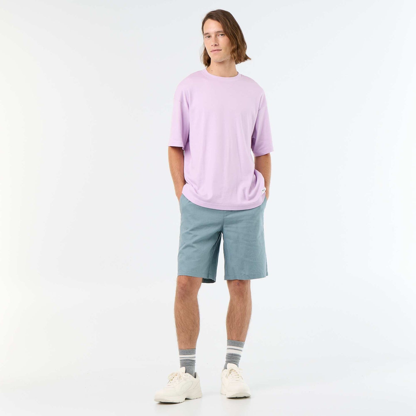 Linen-blend Bermuda Shorts BLUE