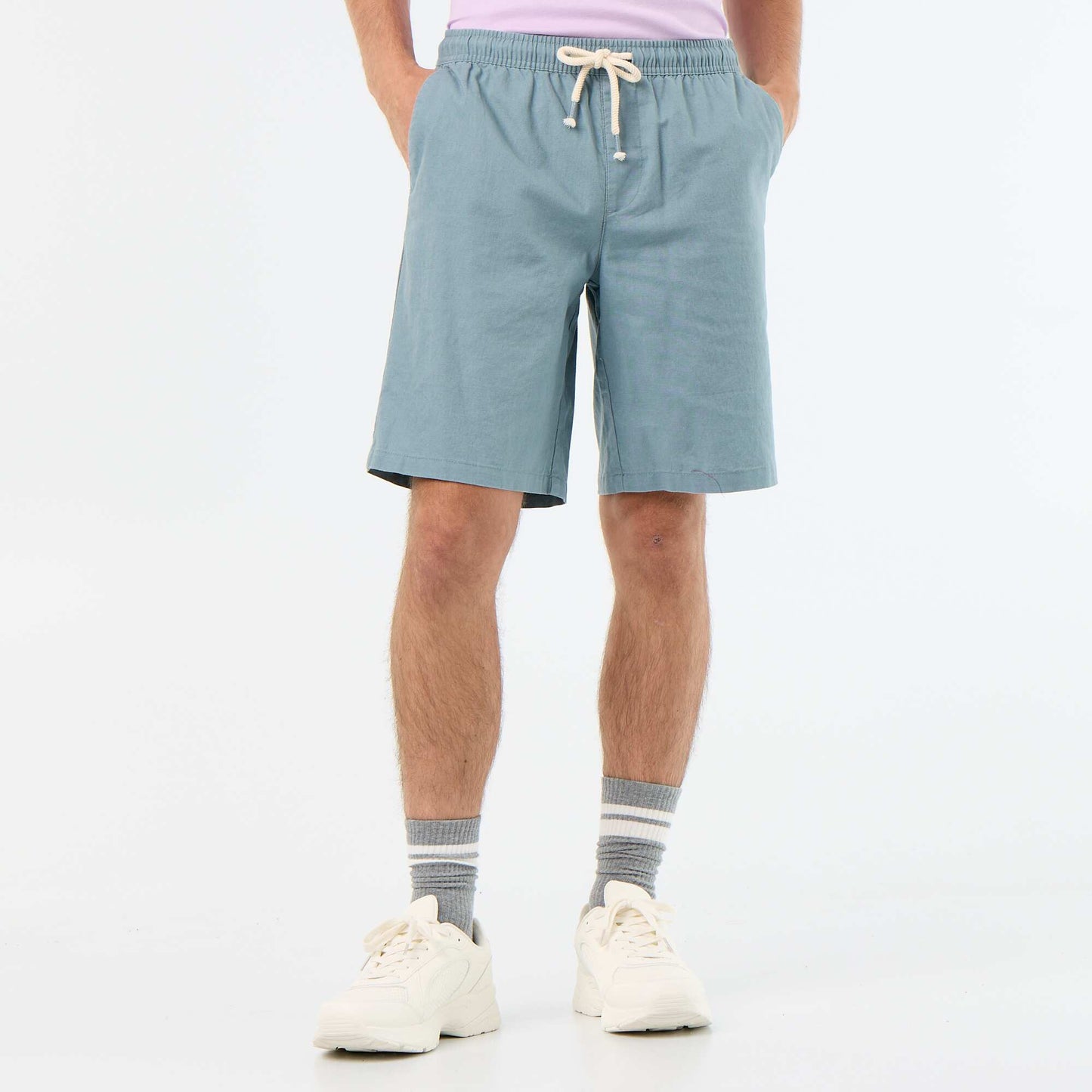 Linen-blend Bermuda Shorts BLUE