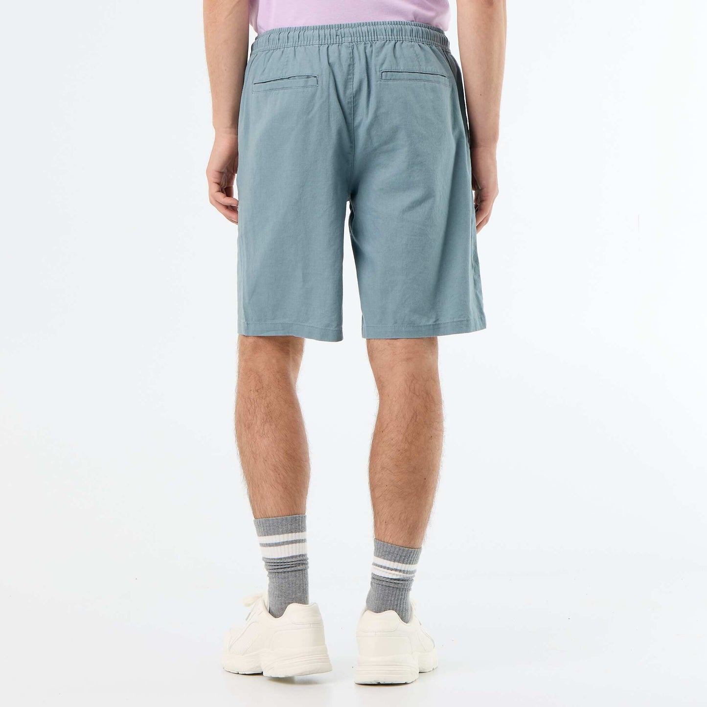 Linen-blend Bermuda Shorts BLUE