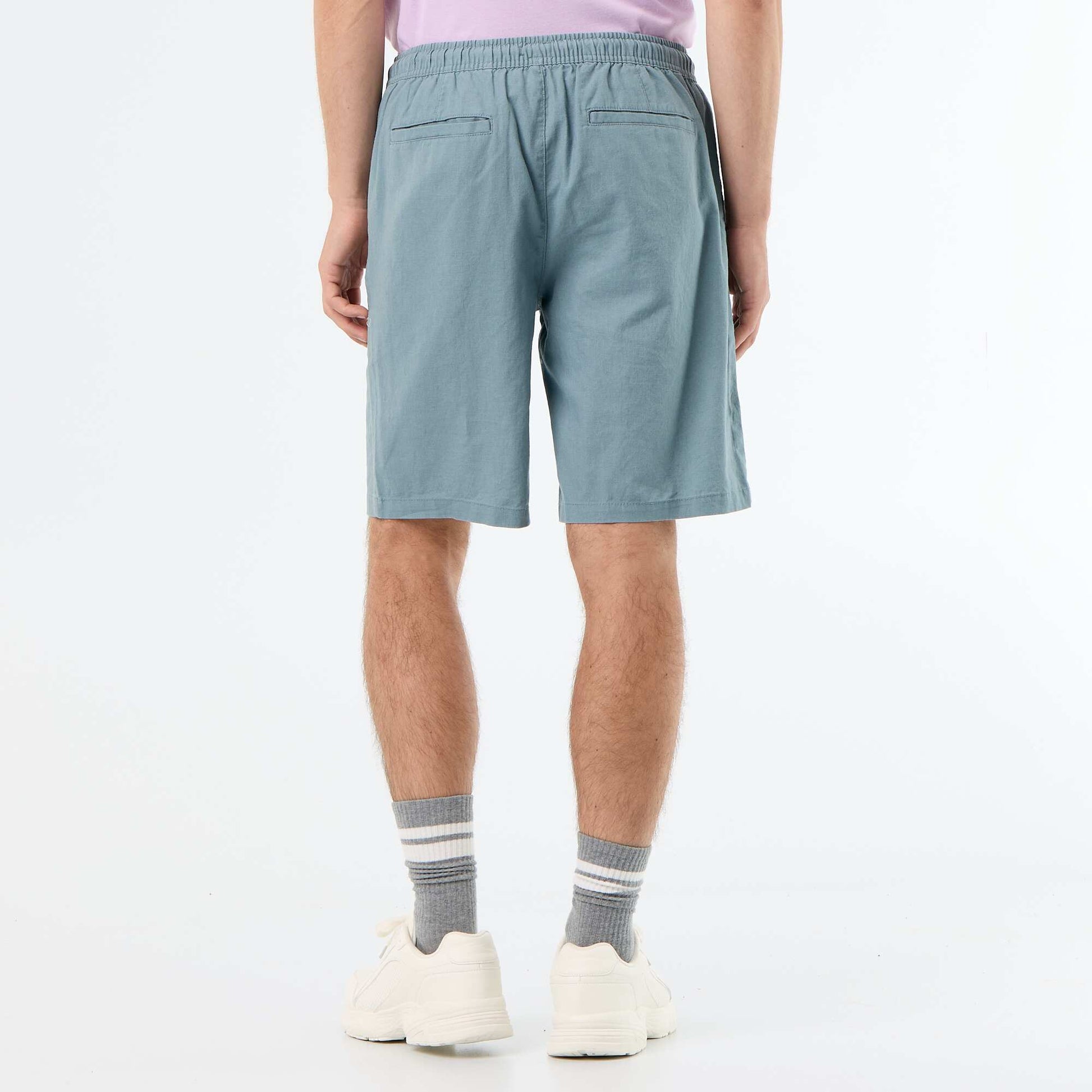 Linen-blend Bermuda Shorts BLUE