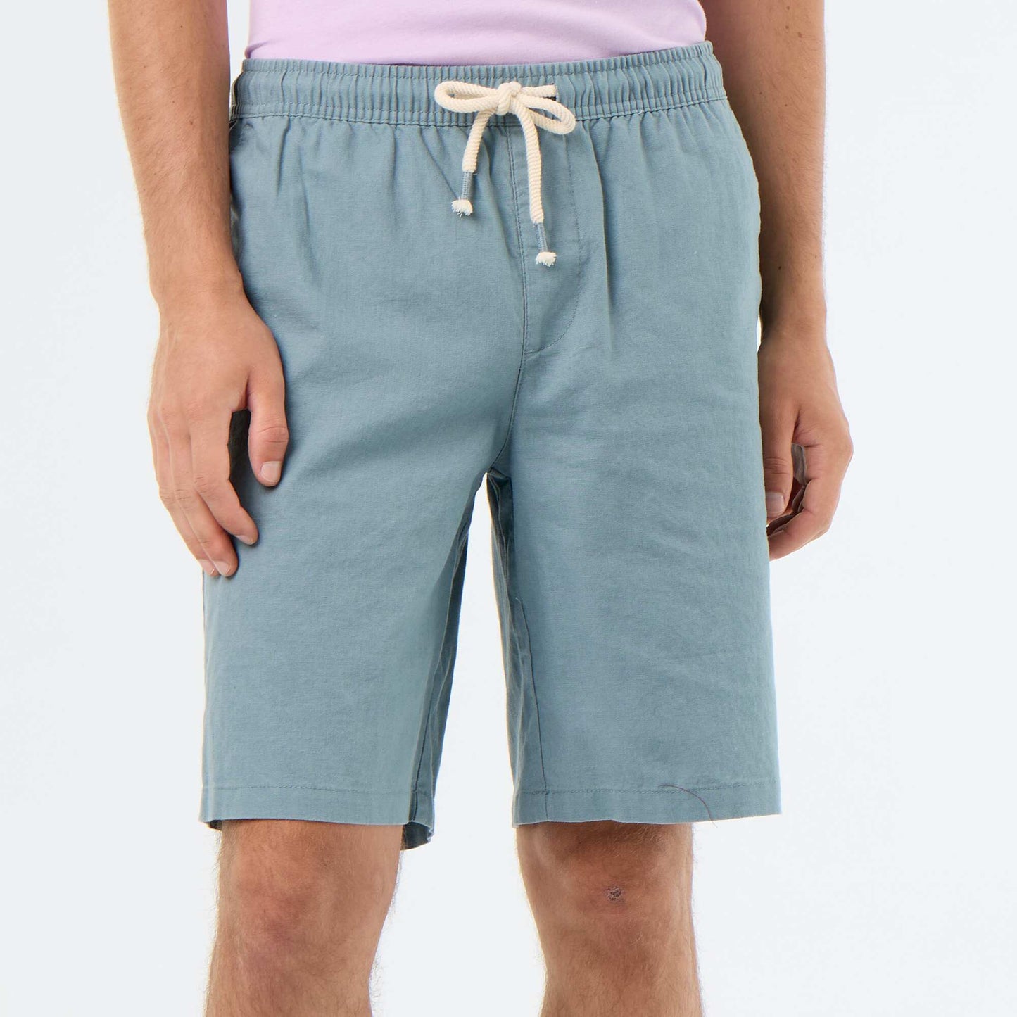 Linen-blend Bermuda Shorts BLUE