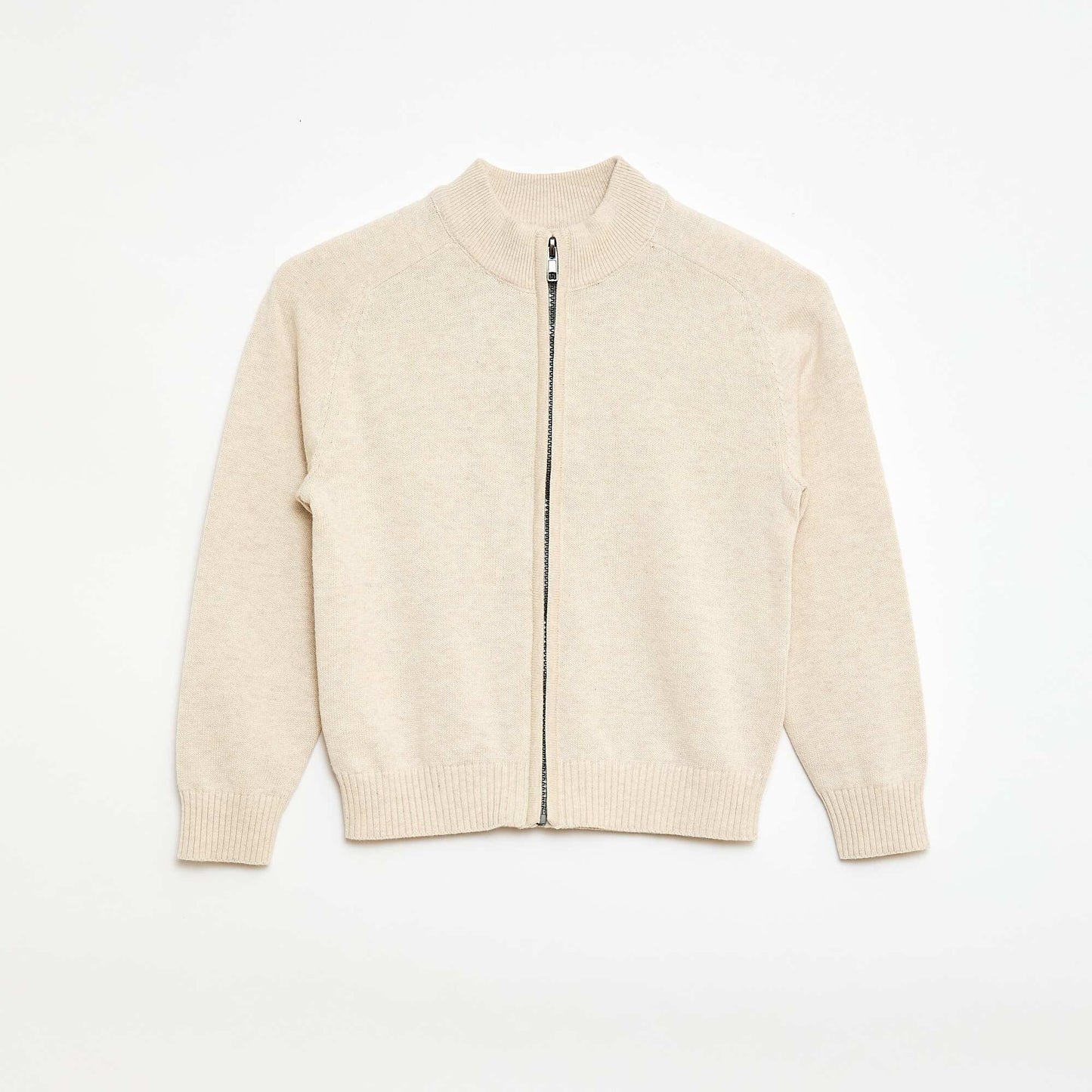 Zip-Up High Neck Vest BEIGE