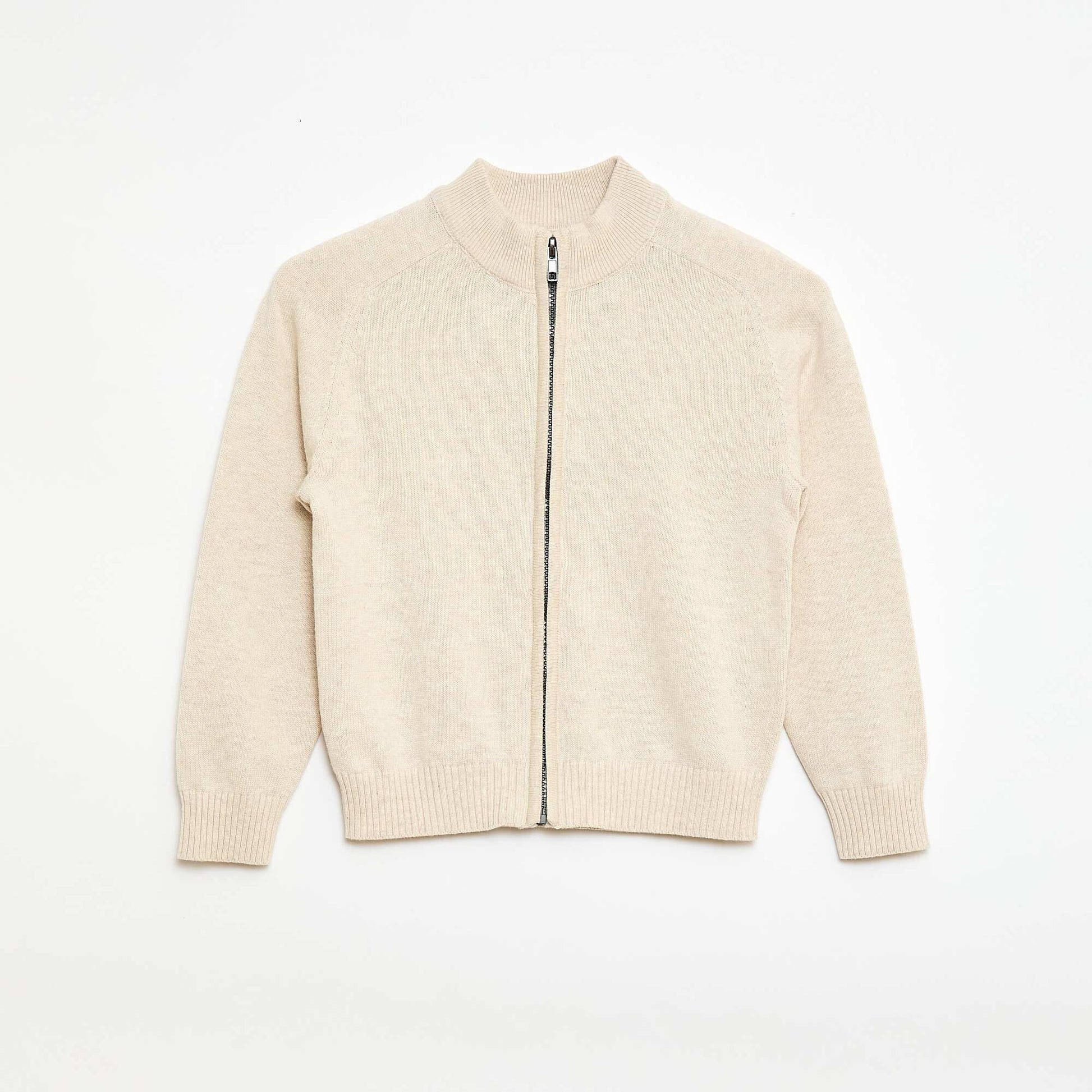 Zip-Up High Neck Vest BEIGE