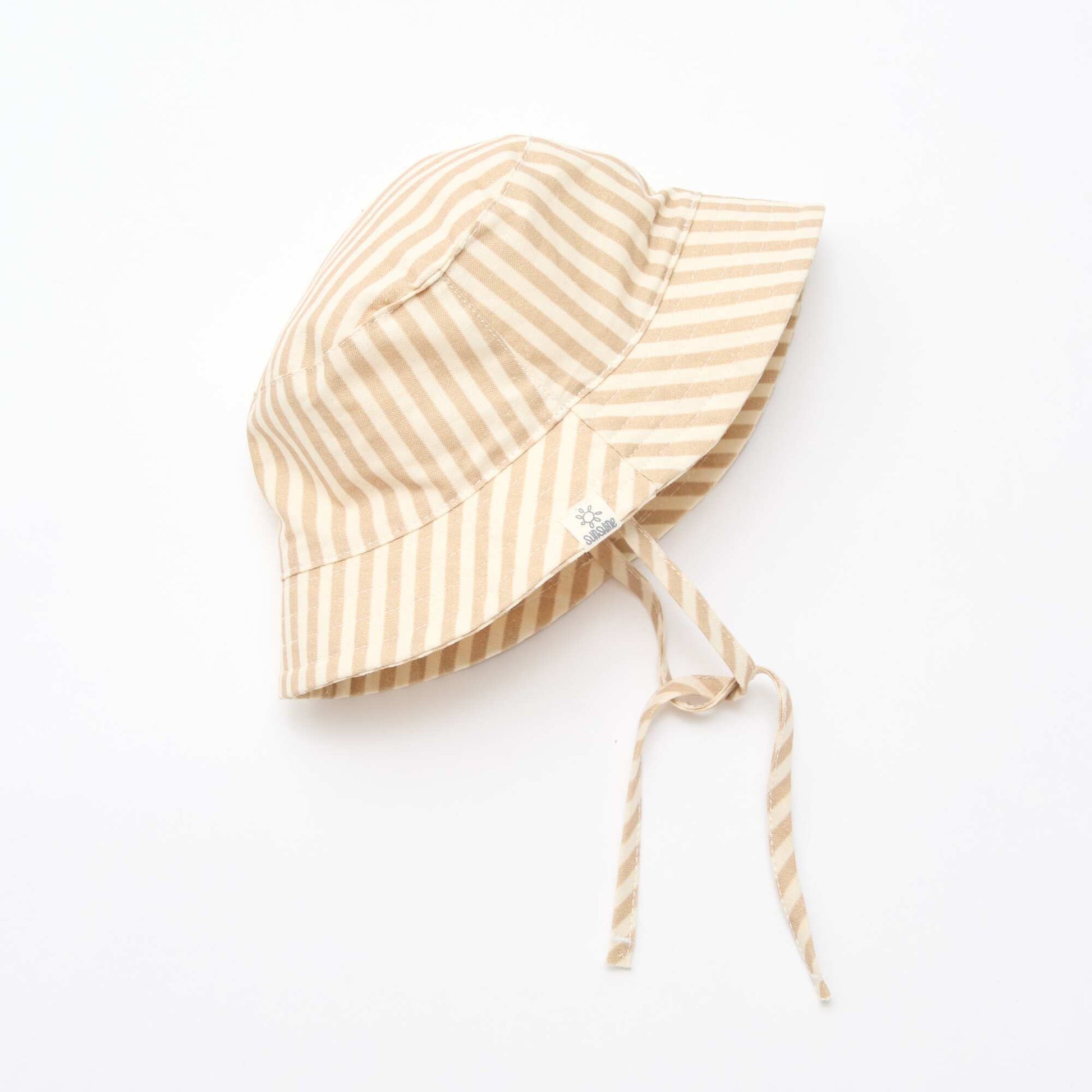 Striped Cotton Bucket Hat BEIGE