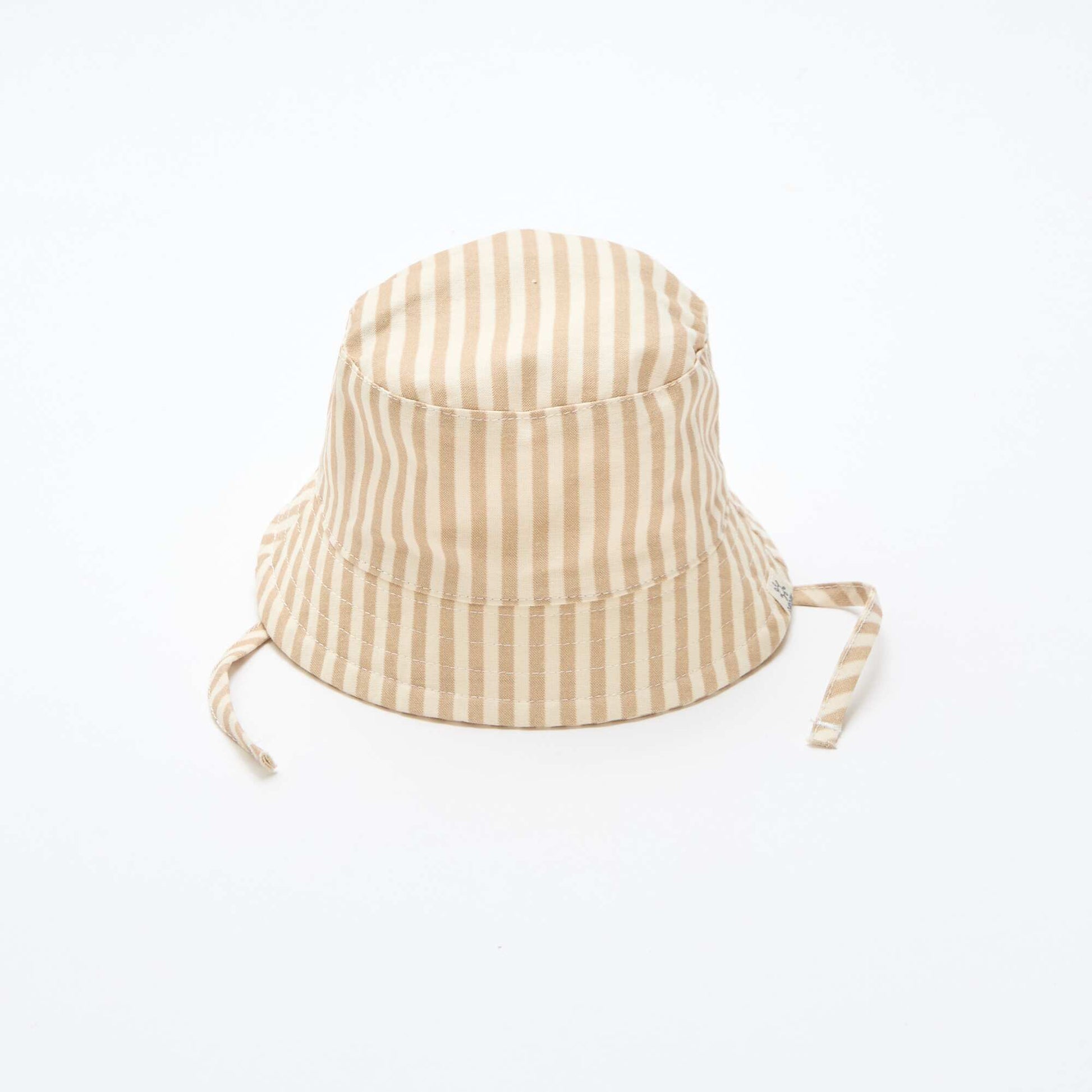 Striped Cotton Bucket Hat BEIGE