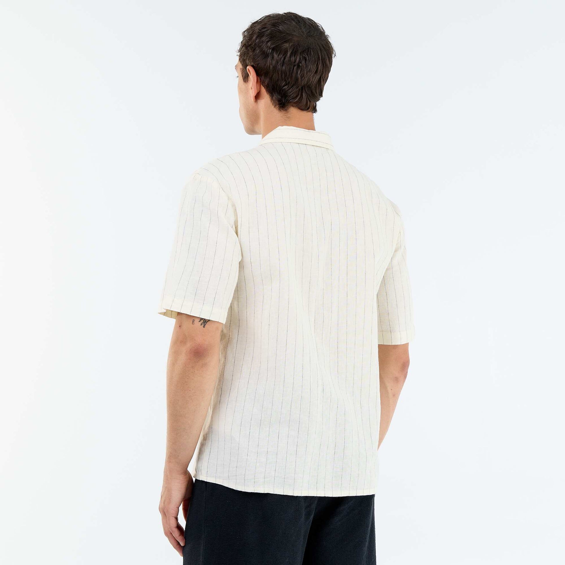 Short-sleeved linen blend shirt WHITE