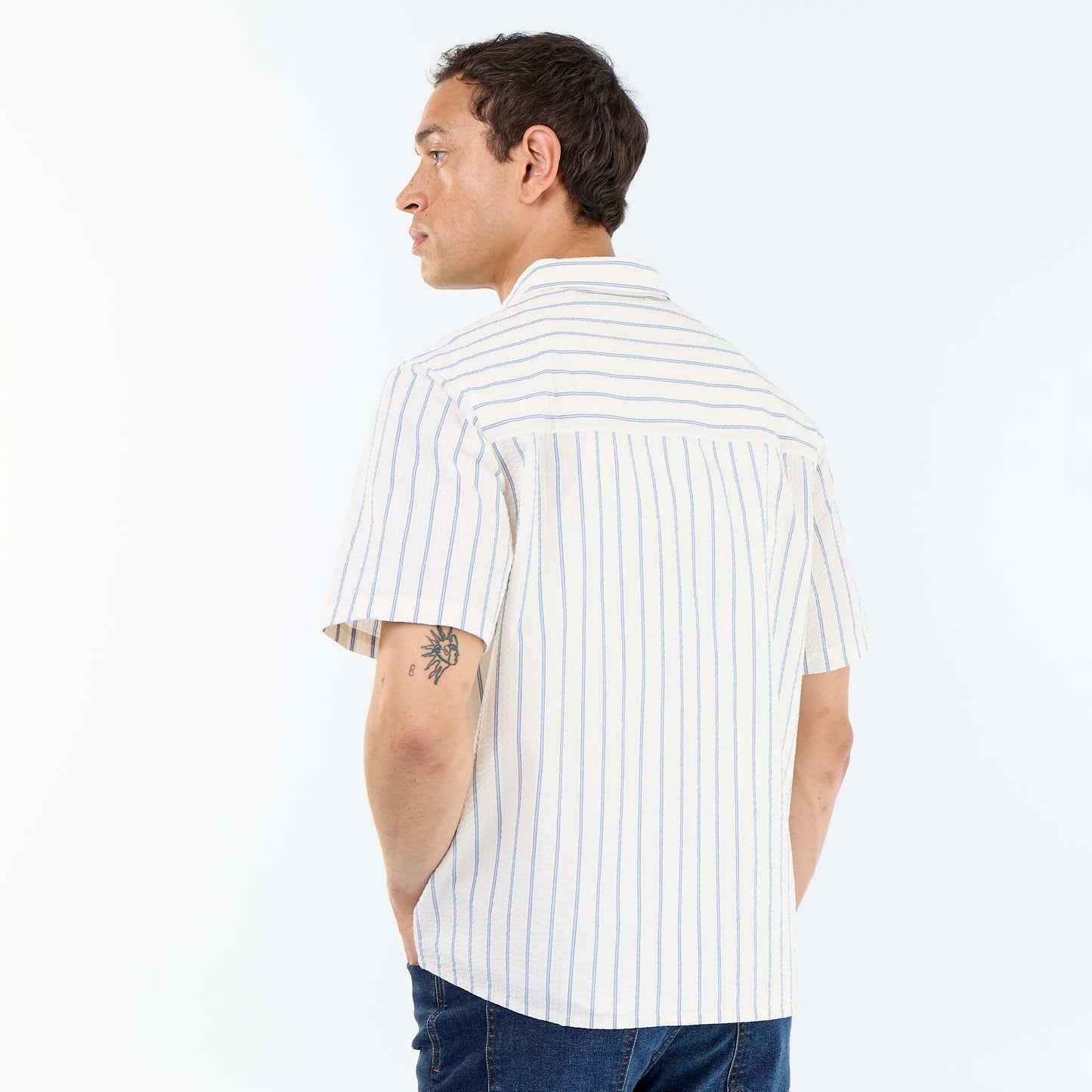 Short-sleeved striped shirt WHITE