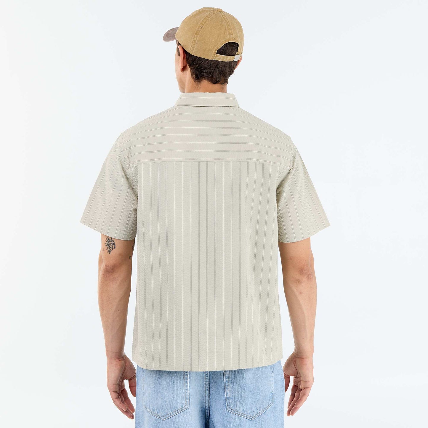 Short-sleeved striped shirt GREEN