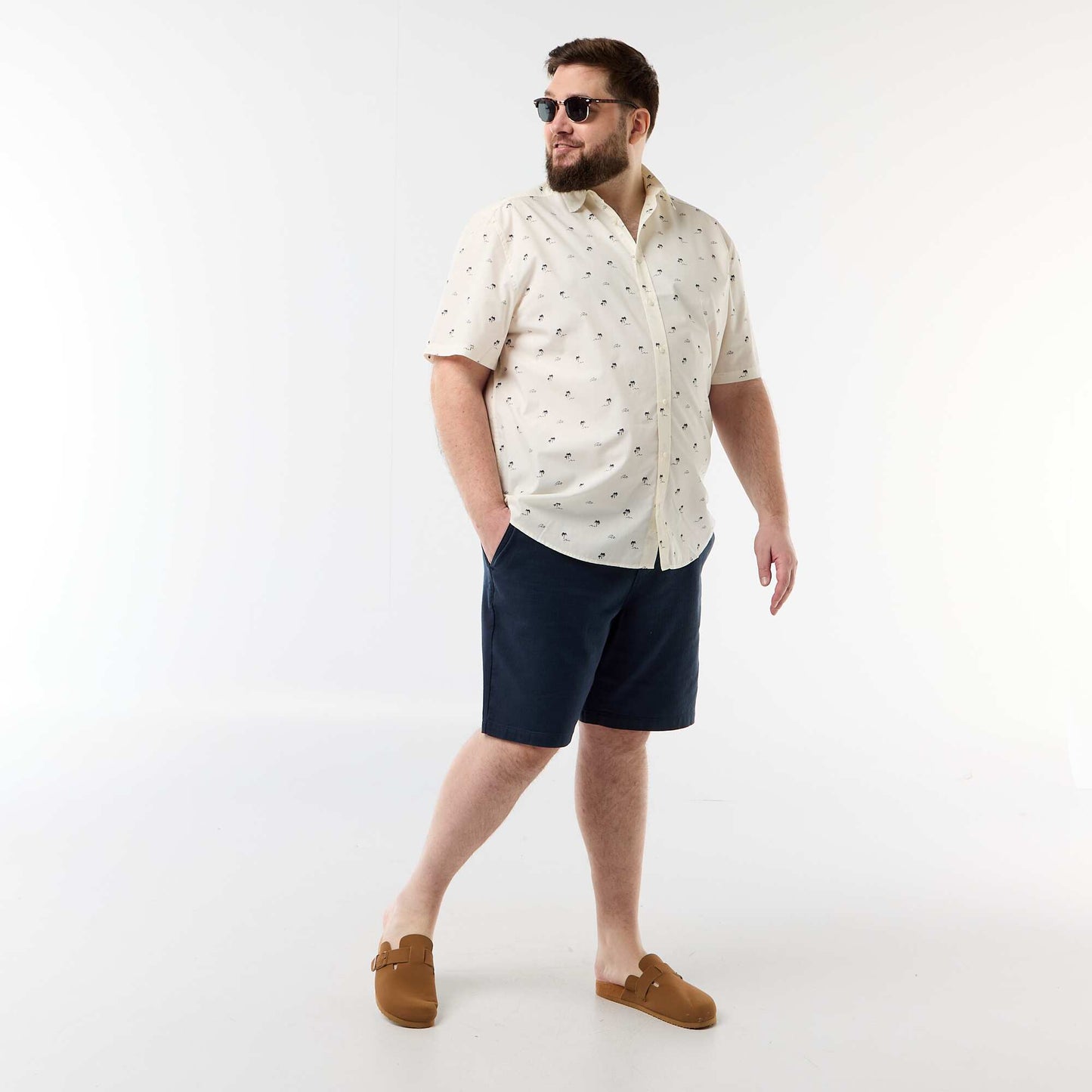 Patterned Short-Sleeved Shirt WHITE