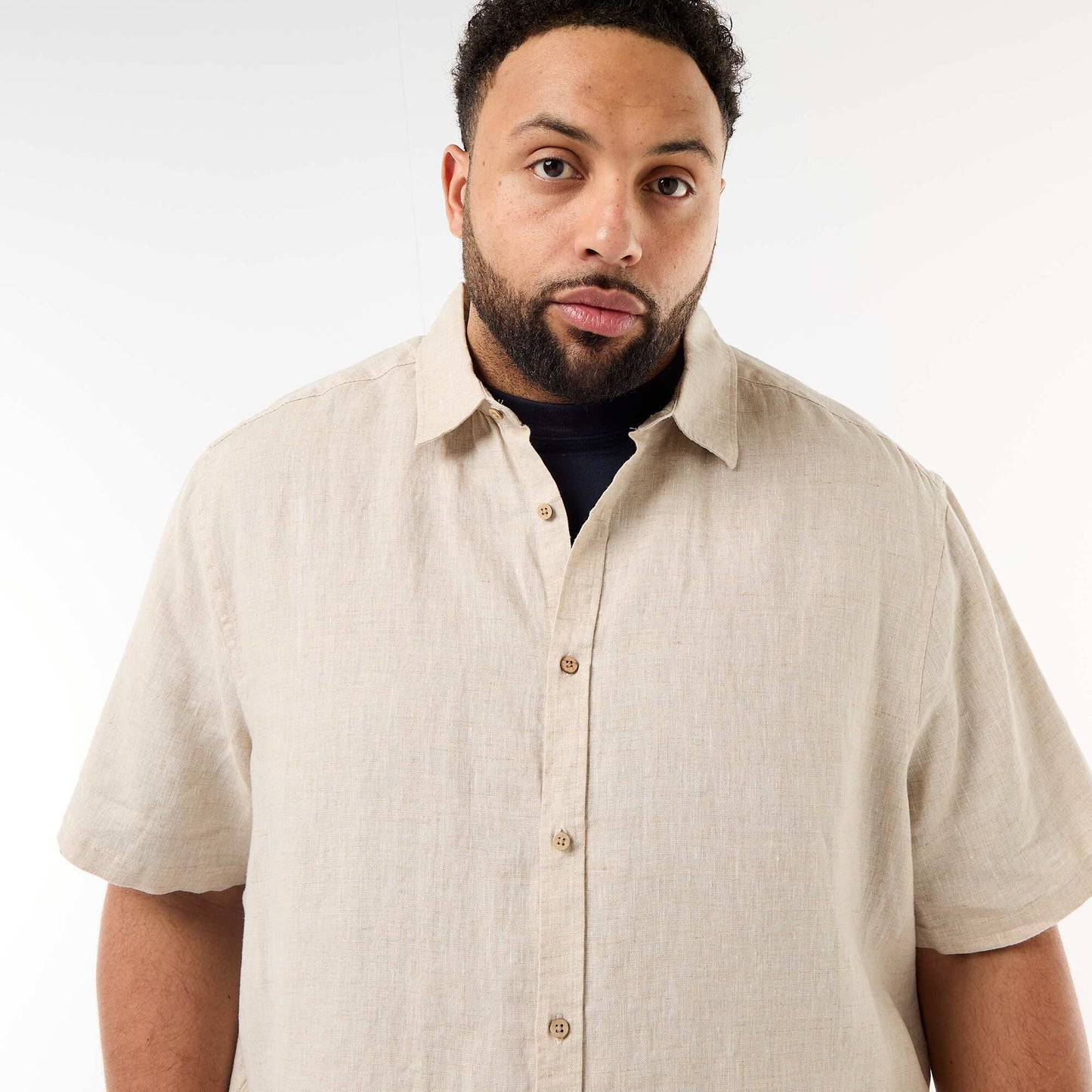 Linen Short-Sleeve Shirt BEIGE