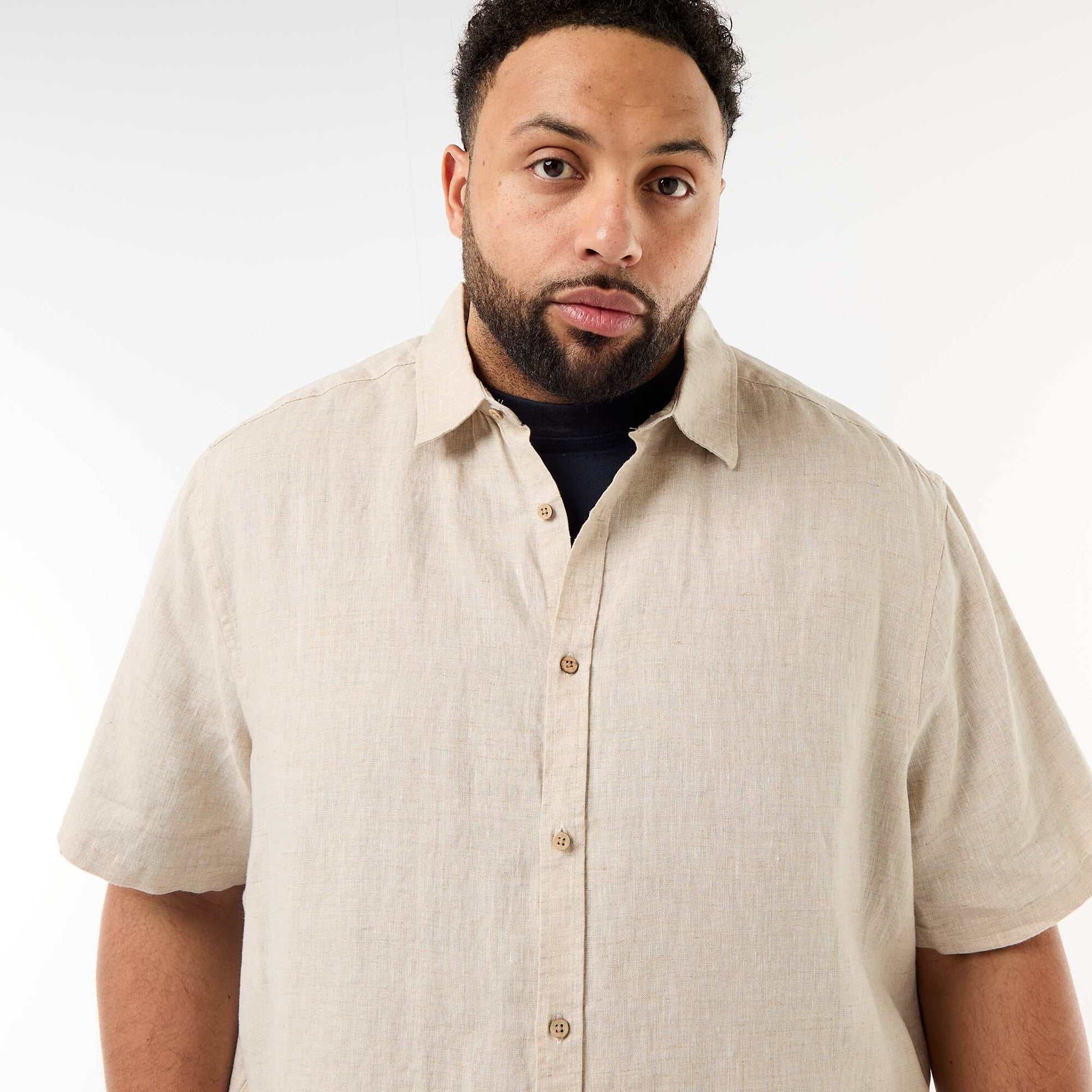 Linen Short-Sleeve Shirt BEIGE